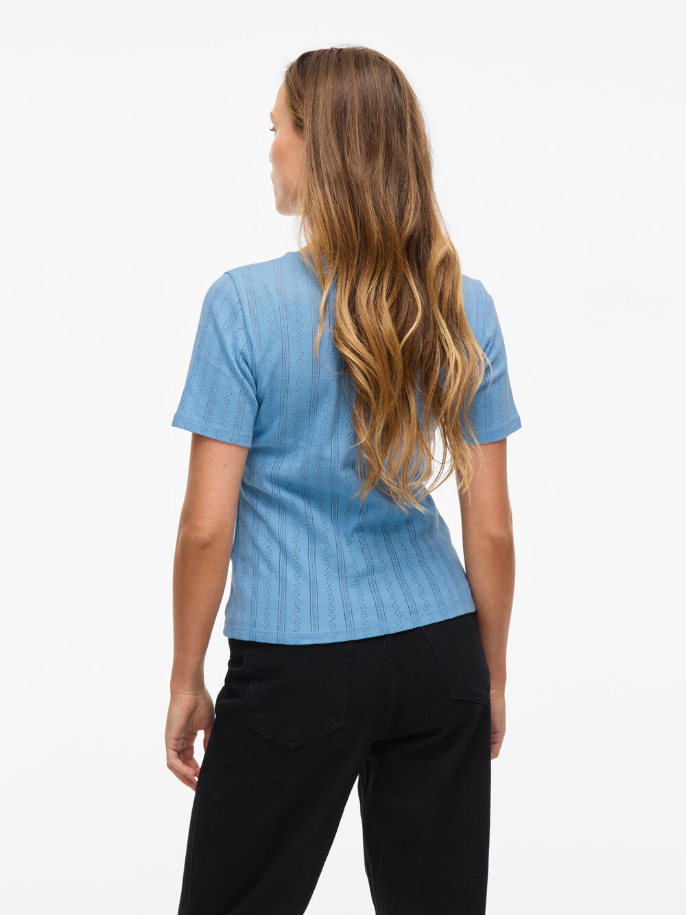 Vikassie Pointelle t-shirt - Blissful Blue