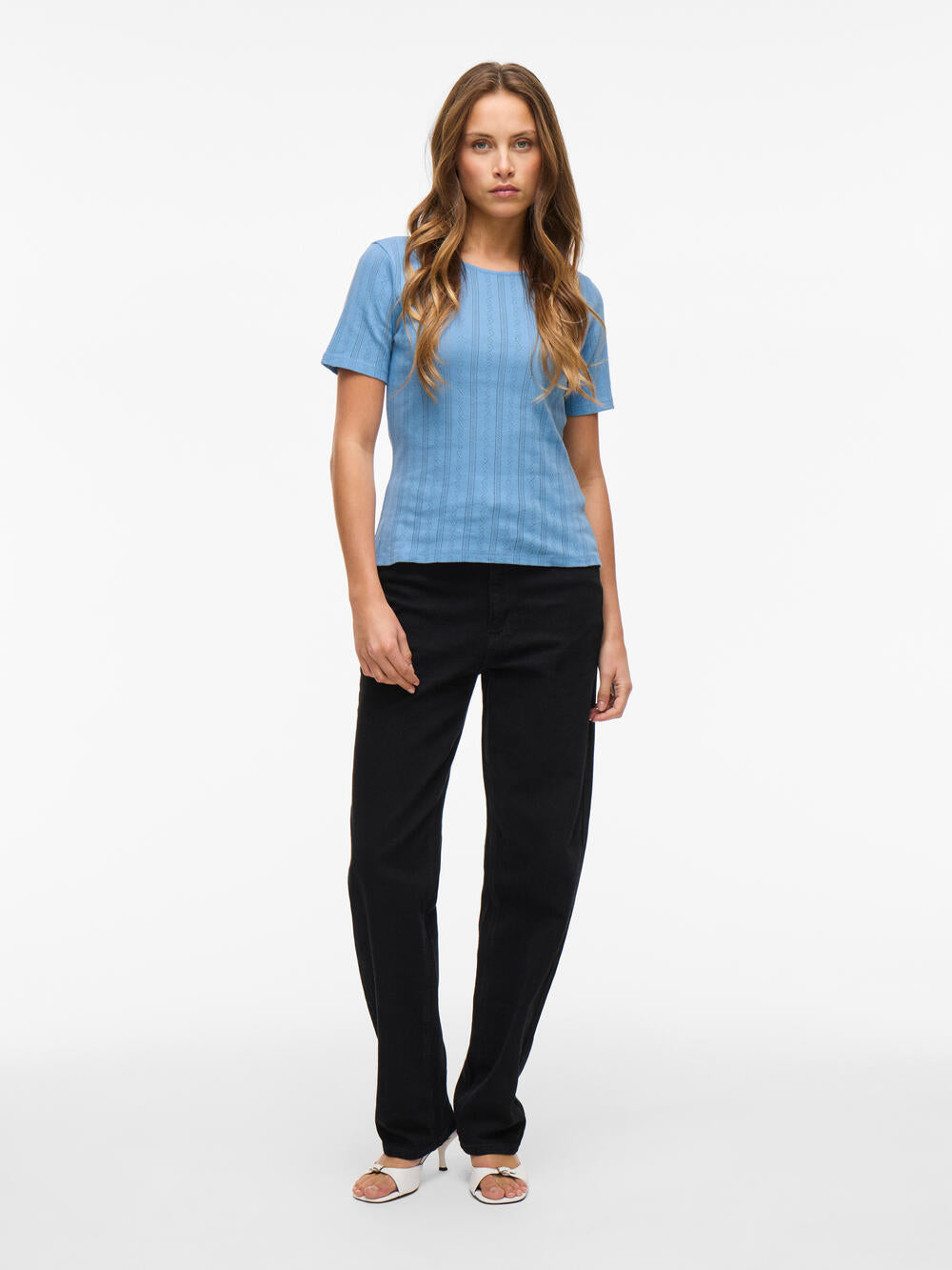 Vikassie Pointelle t-shirt - Blissful Blue
