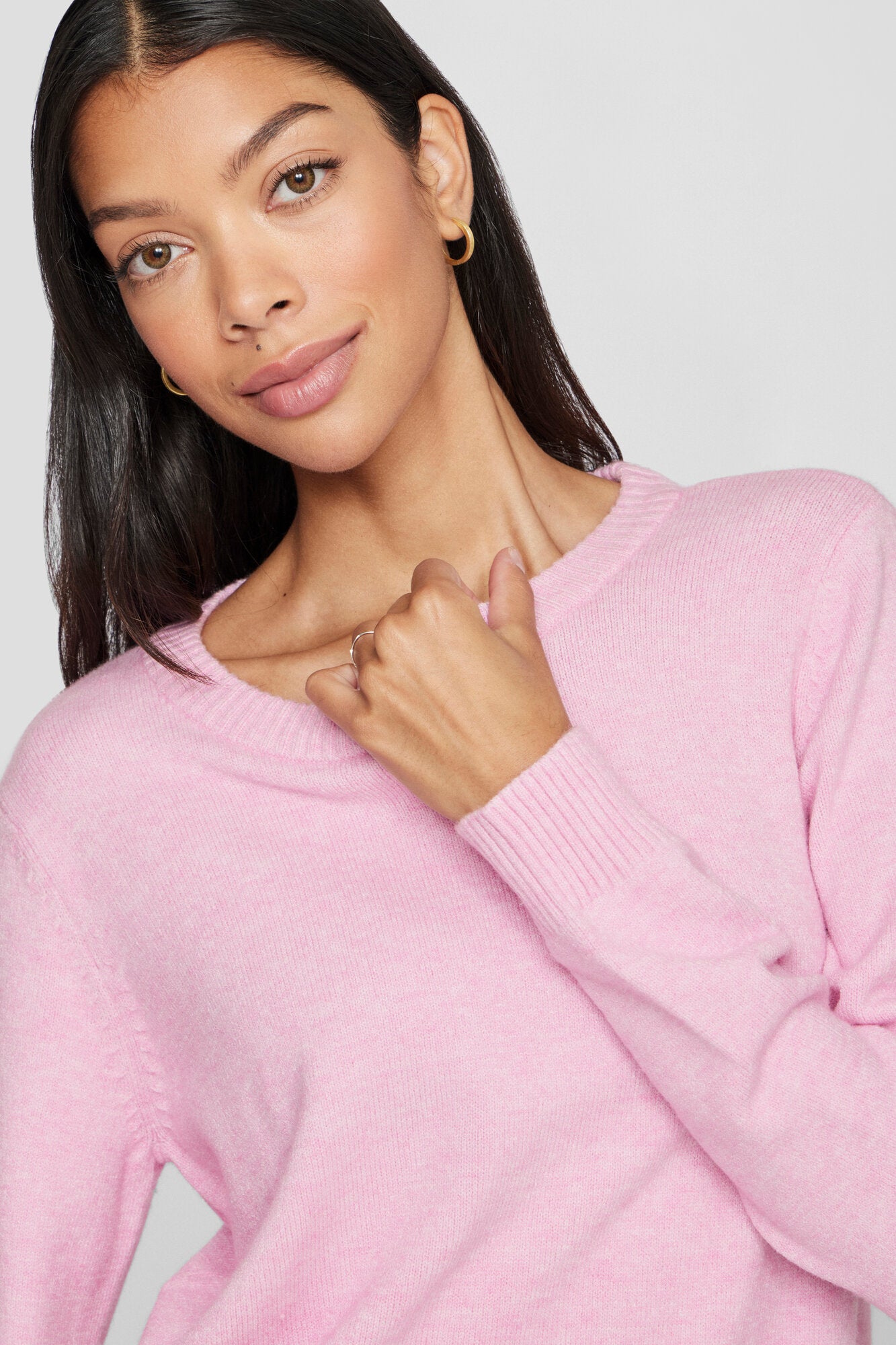 Viril O-Neck L/S striktrøje - Bonbon