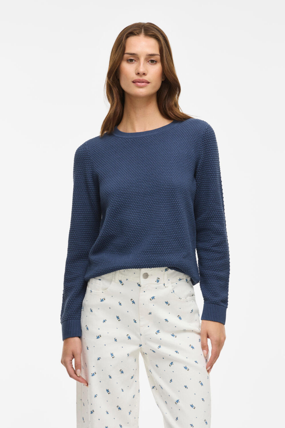 Vidalo o-neck striktrøje - Vintage Indigo