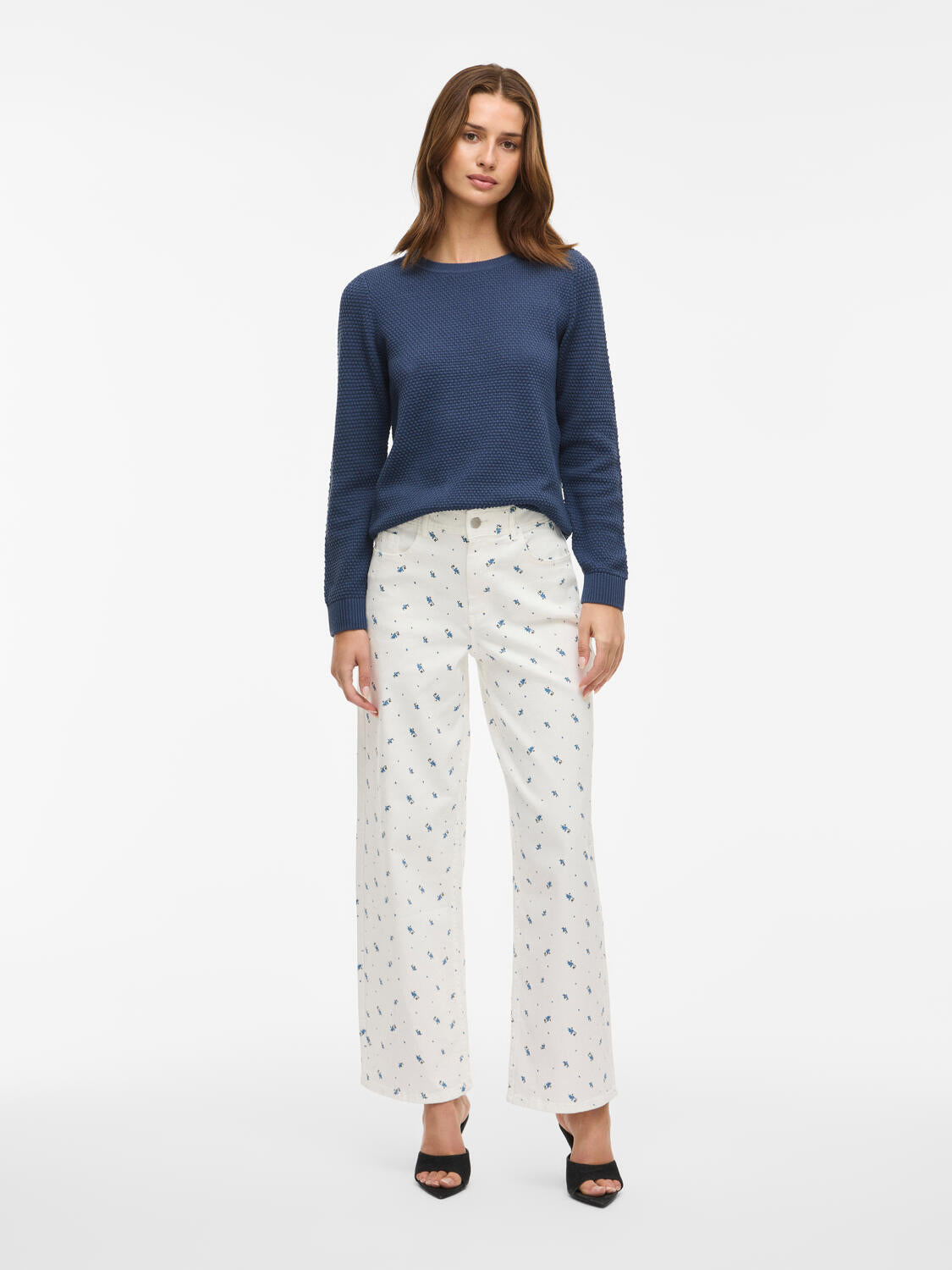 Vidalo o-neck striktrøje - Vintage Indigo