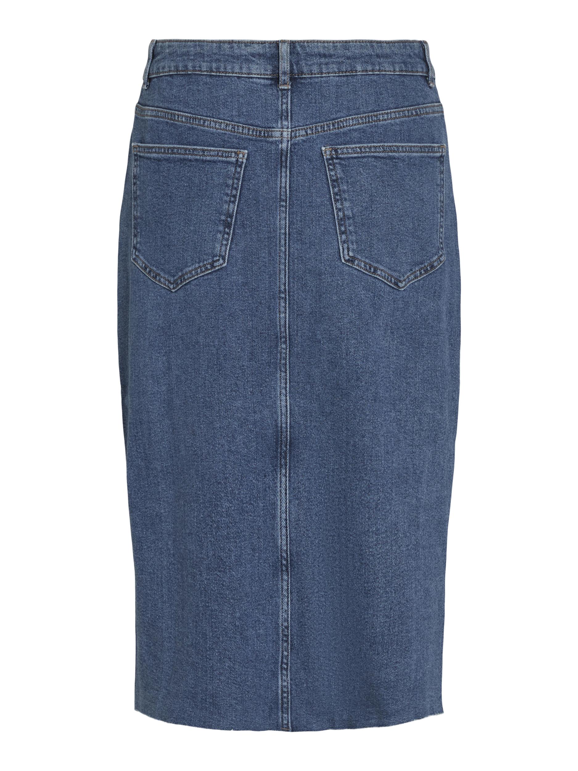 Visol RW Midi Slit denimnederdel - Medium Blue Denim