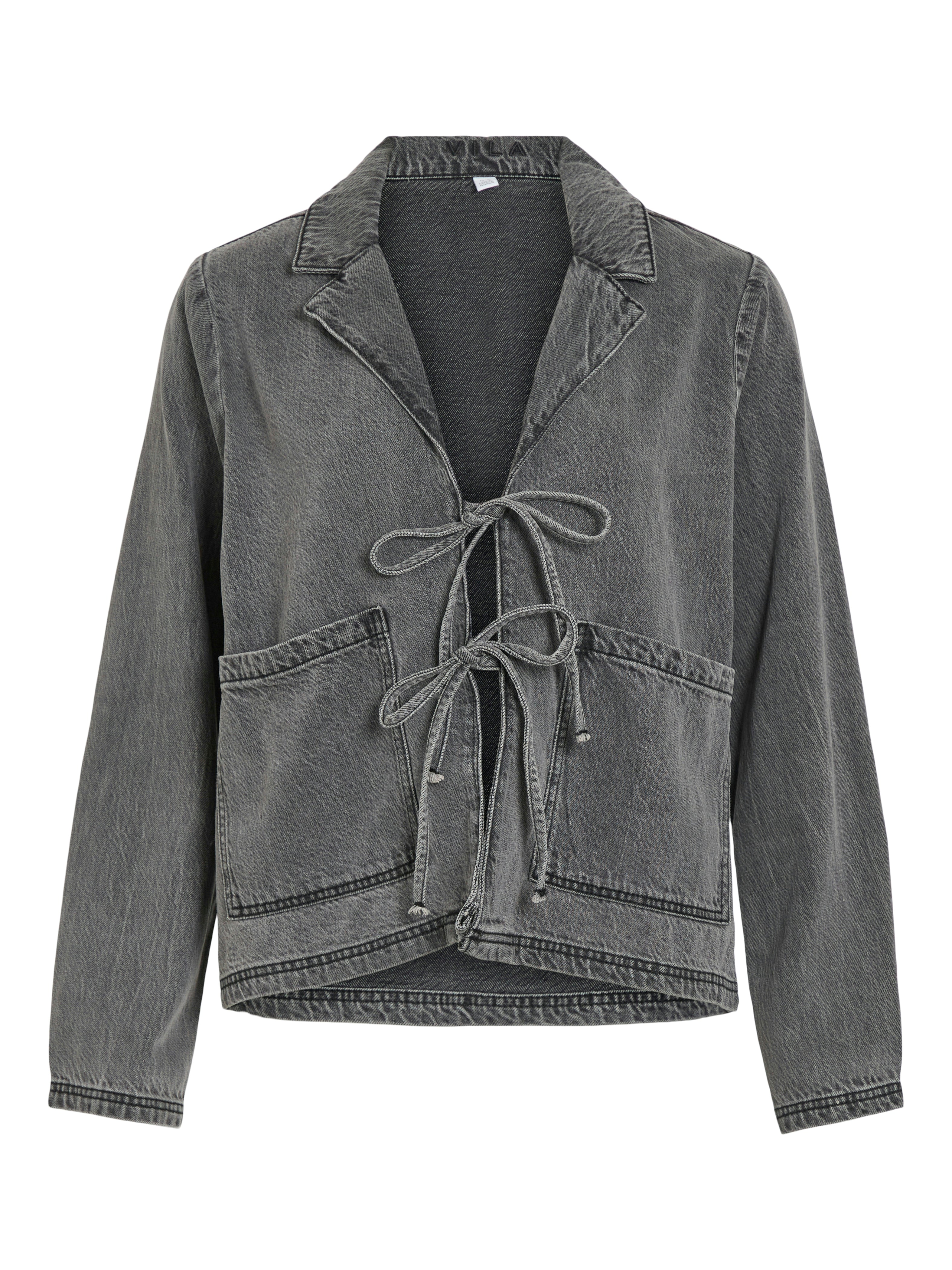 Vikiki Tie denimjakke - Dark Grey Denim