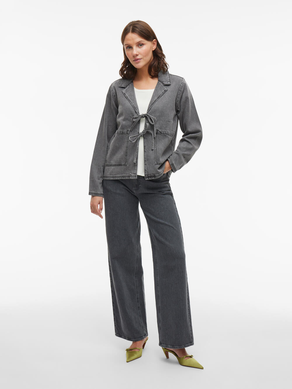 Vikiki Tie denimjakke - Dark Grey Denim