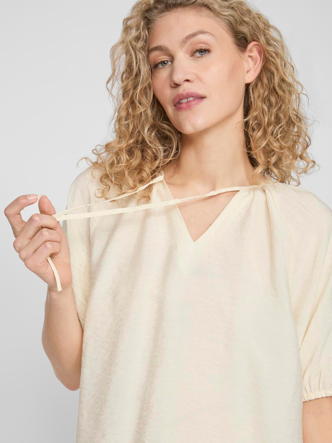 Vidomira V-Neck bluse - Birch