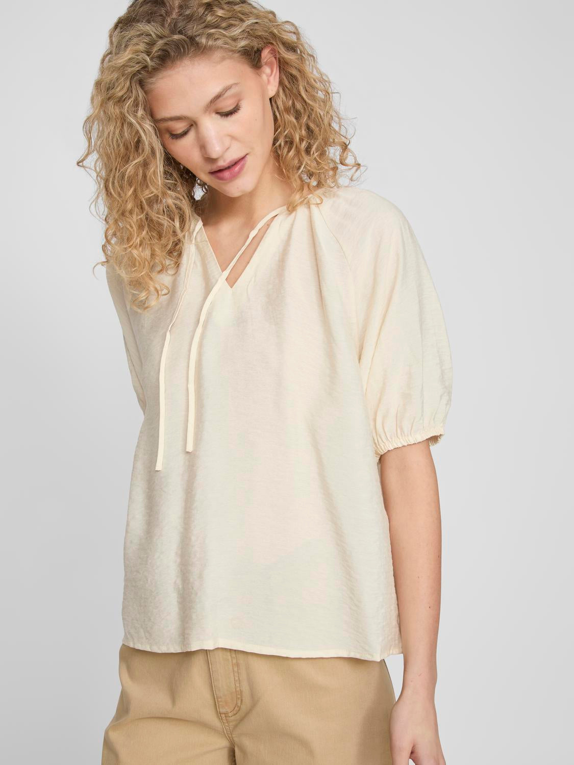 Vidomira V-Neck bluse - Birch