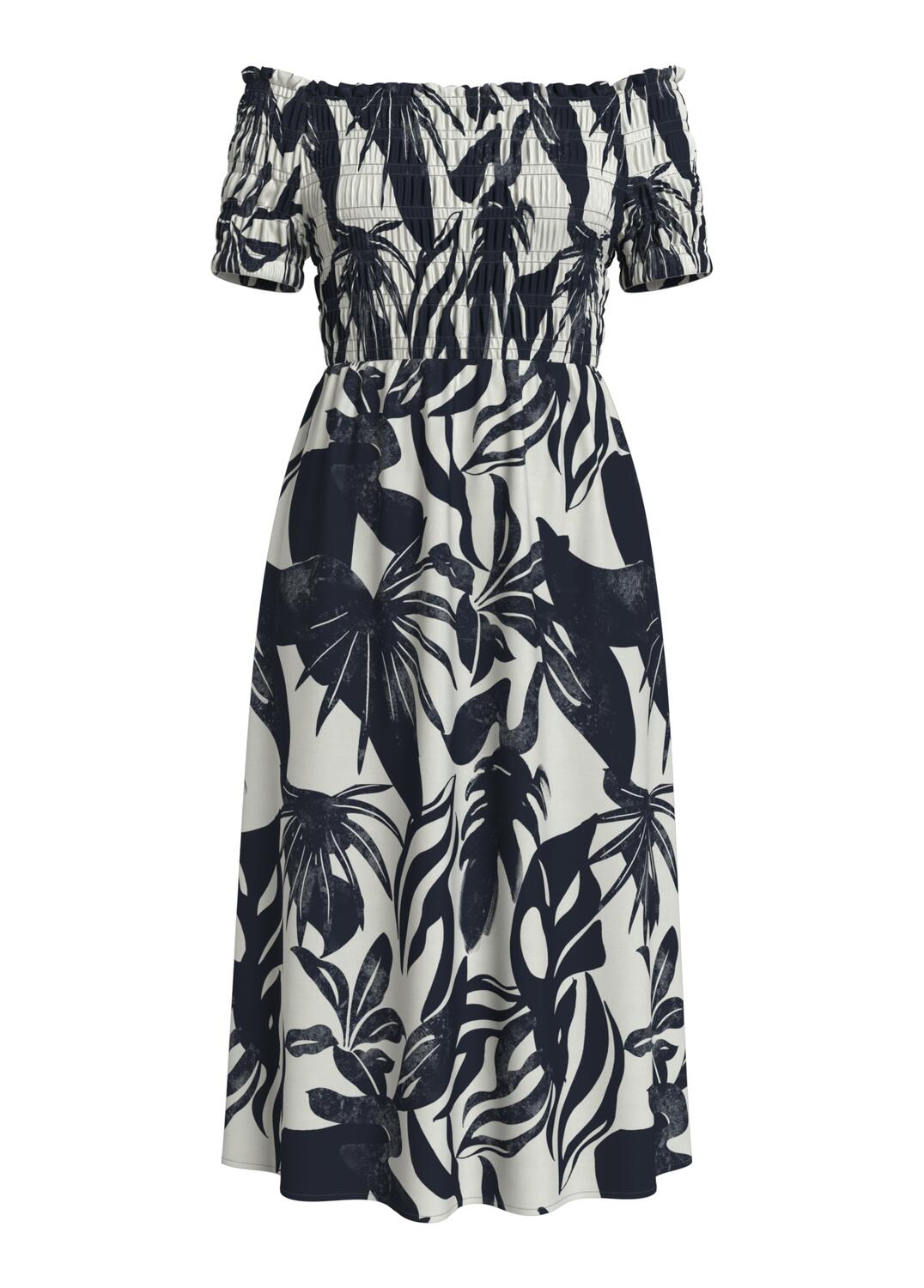 Vilisa Off Shoulder midi kjole - Navy Blazer