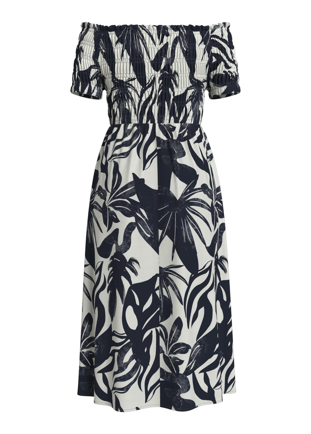 Vilisa Off Shoulder midi kjole - Navy Blazer