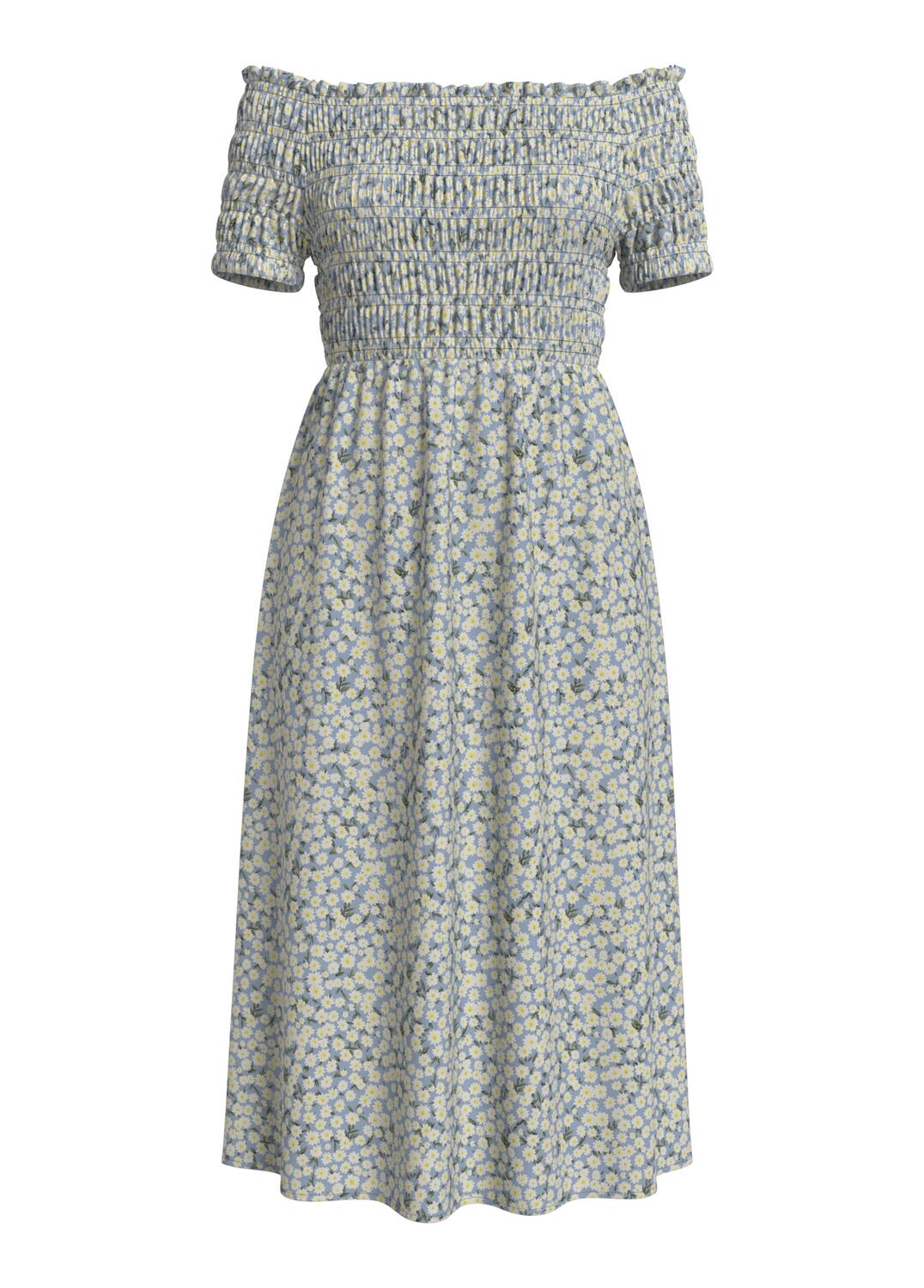 Vilisa Off Shoulder midi kjole - Kentucky Blue