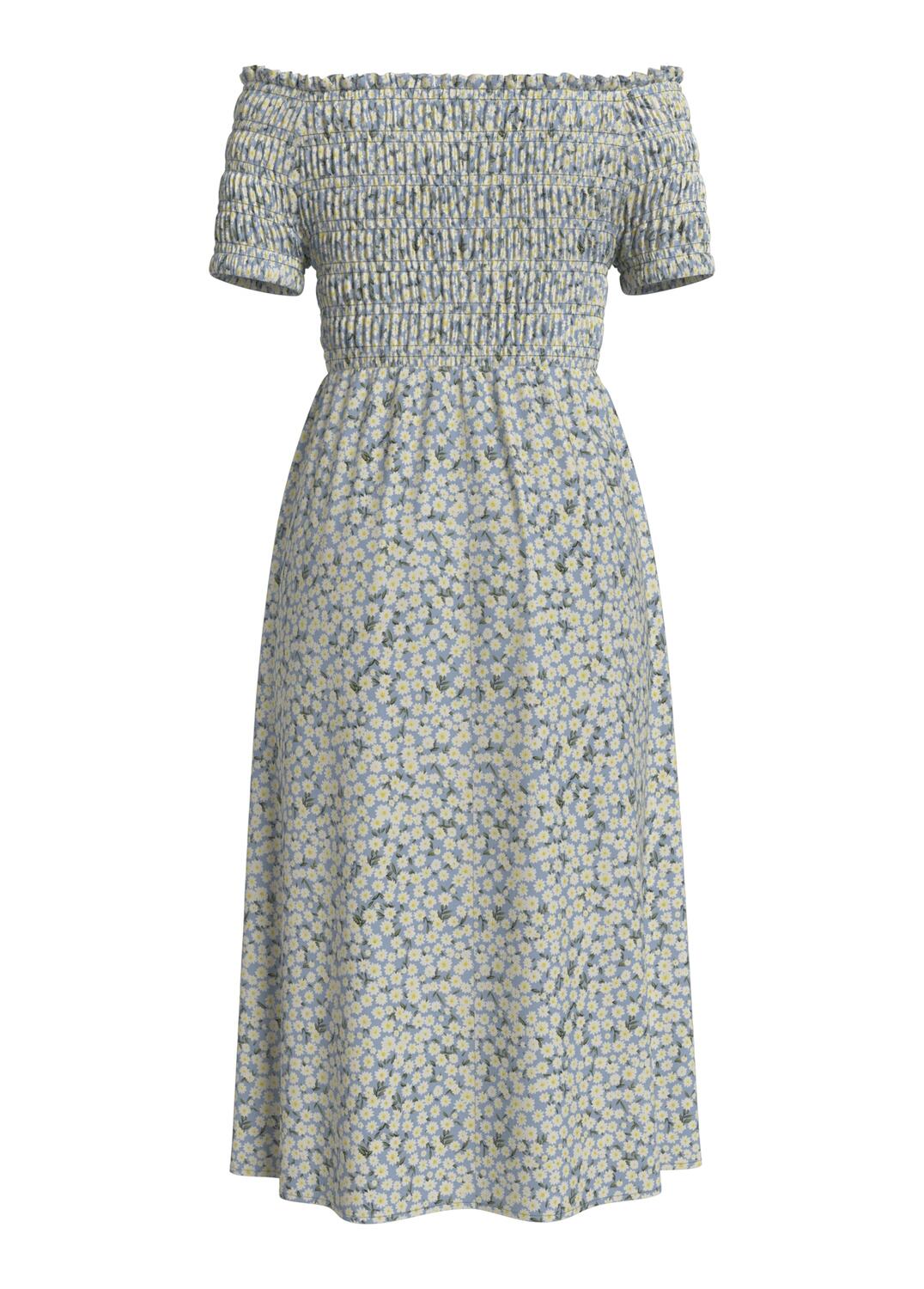 Vilisa Off Shoulder midi kjole - Kentucky Blue