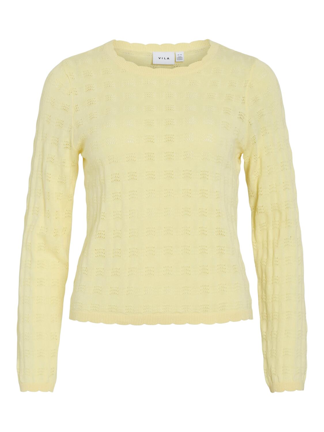Viambelle Pointelle striktrøje - Pastel Yellow