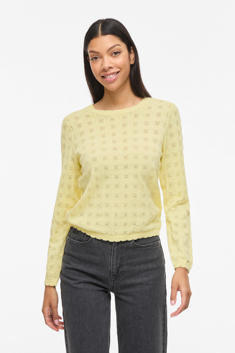 Viambelle Pointelle striktrøje - Pastel Yellow