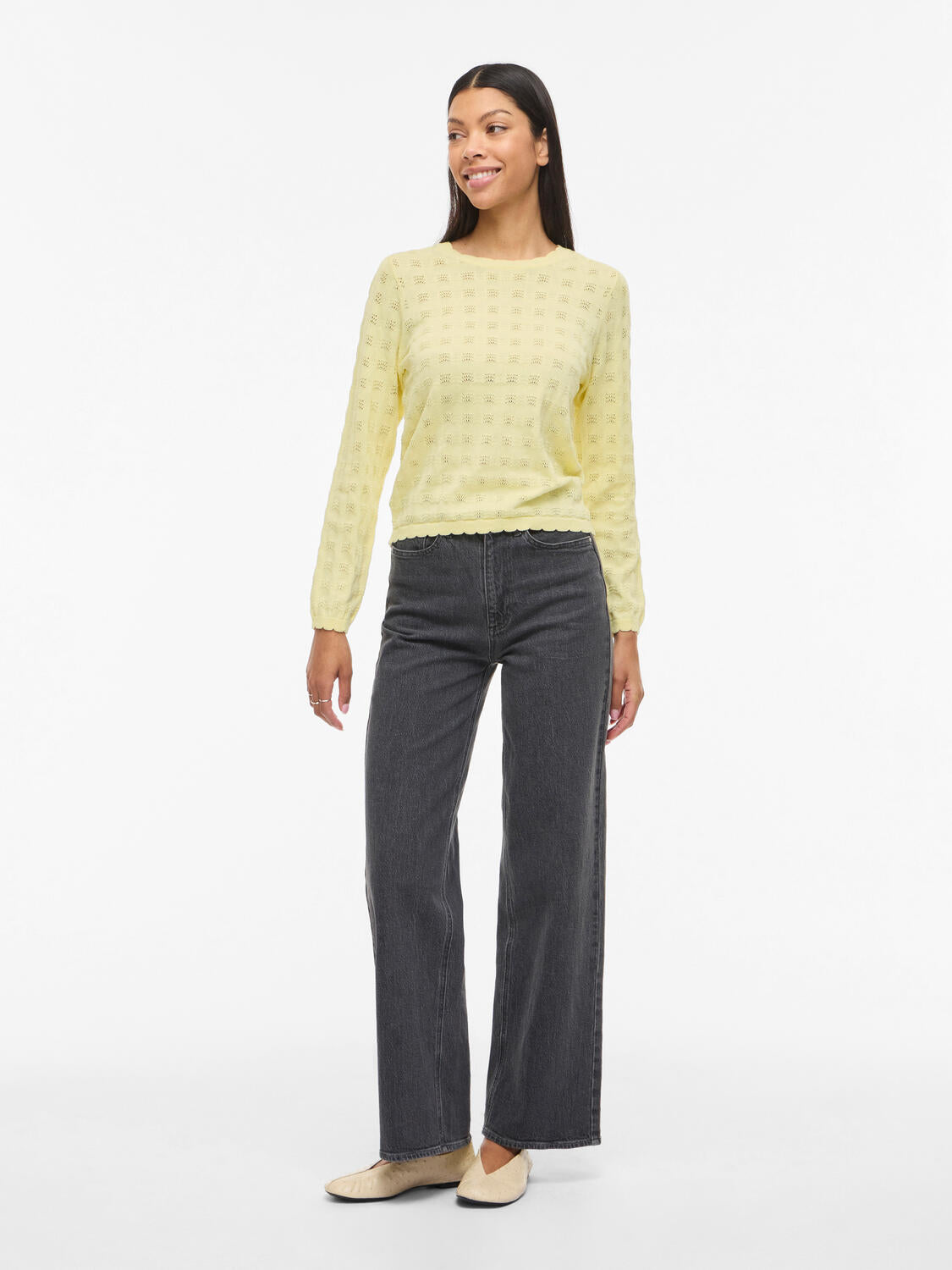 Viambelle Pointelle striktrøje - Pastel Yellow