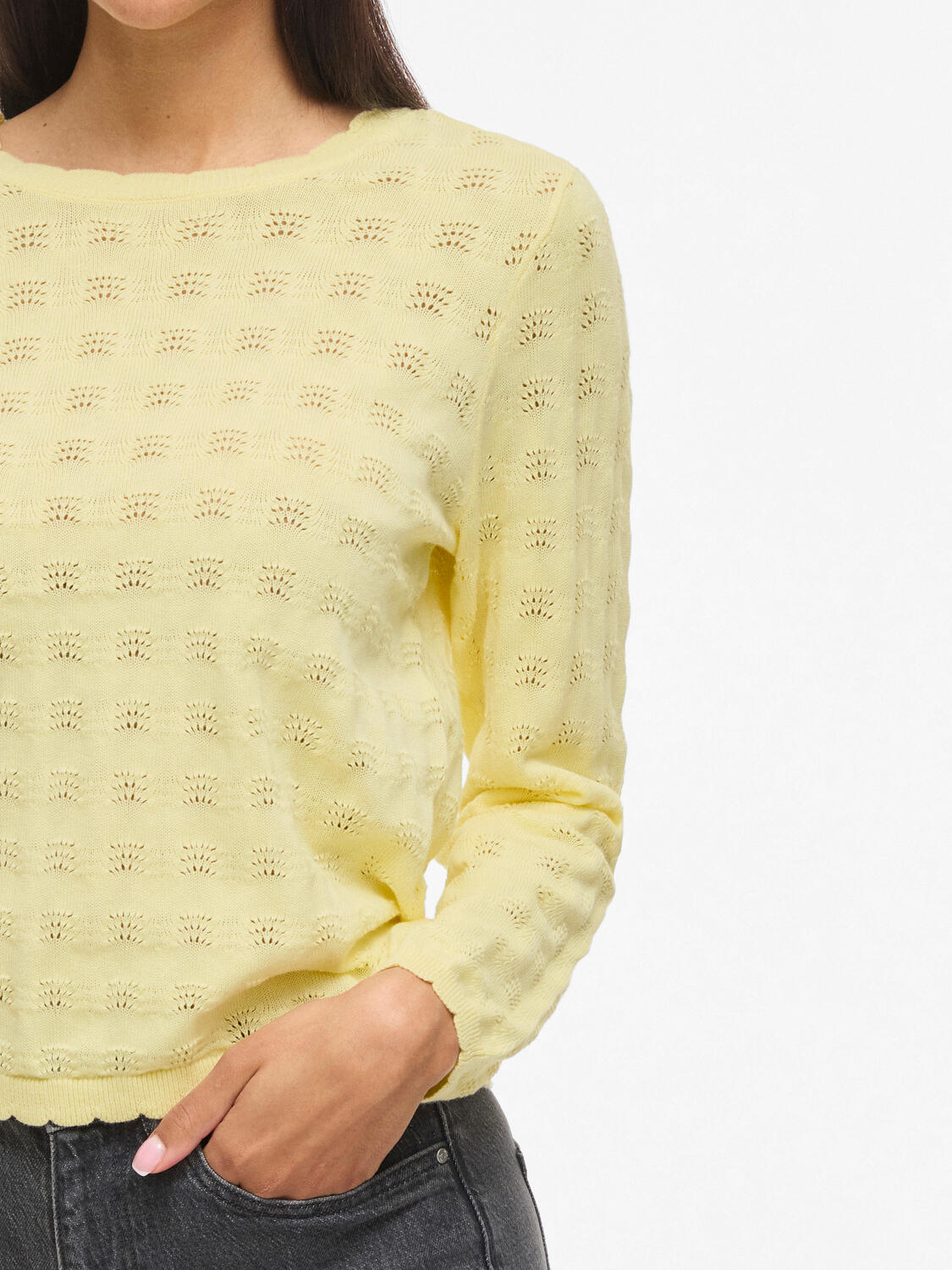 Viambelle Pointelle striktrøje - Pastel Yellow