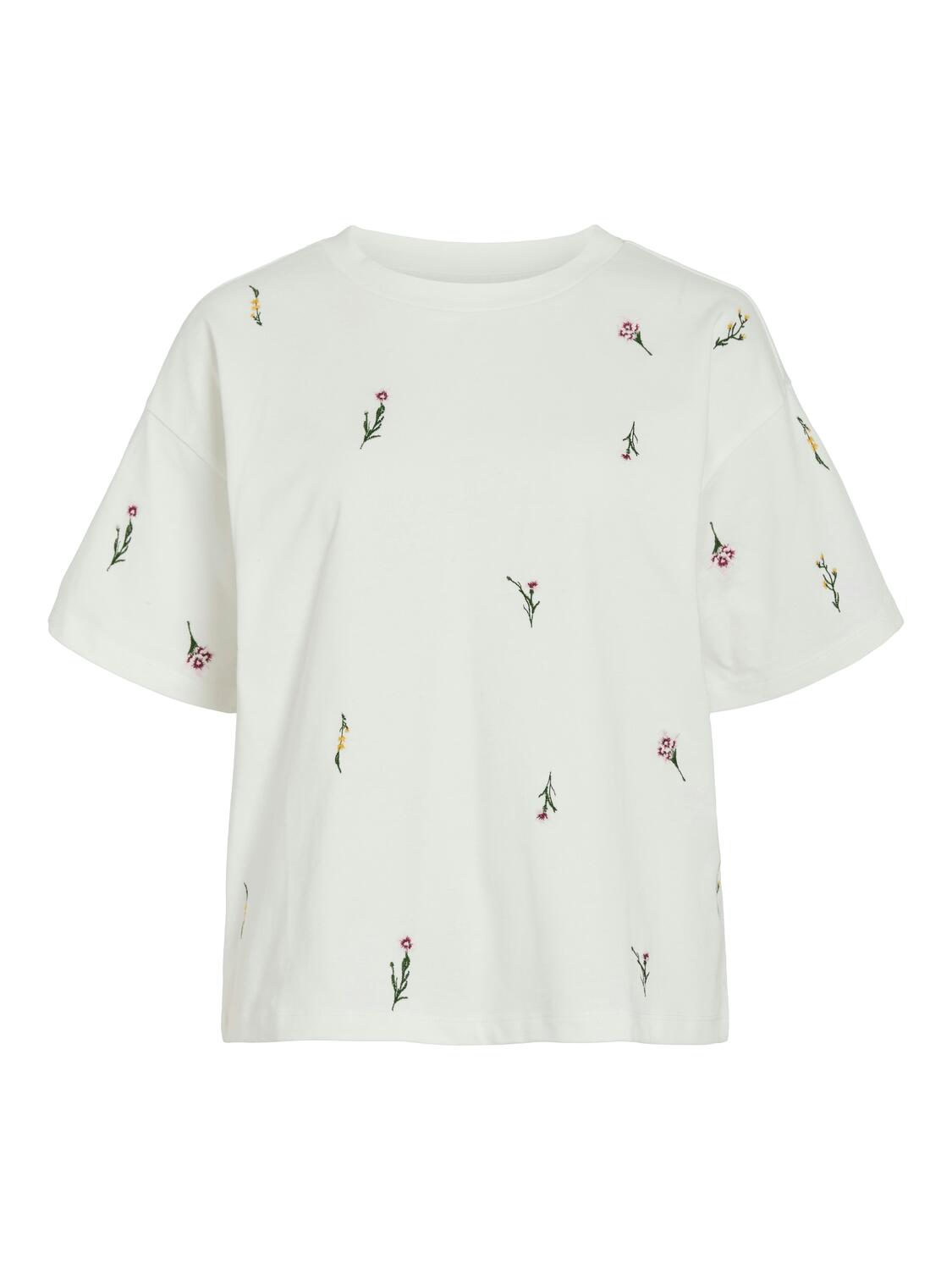 Vimonie Floral Emb t-shirt - Snow White
