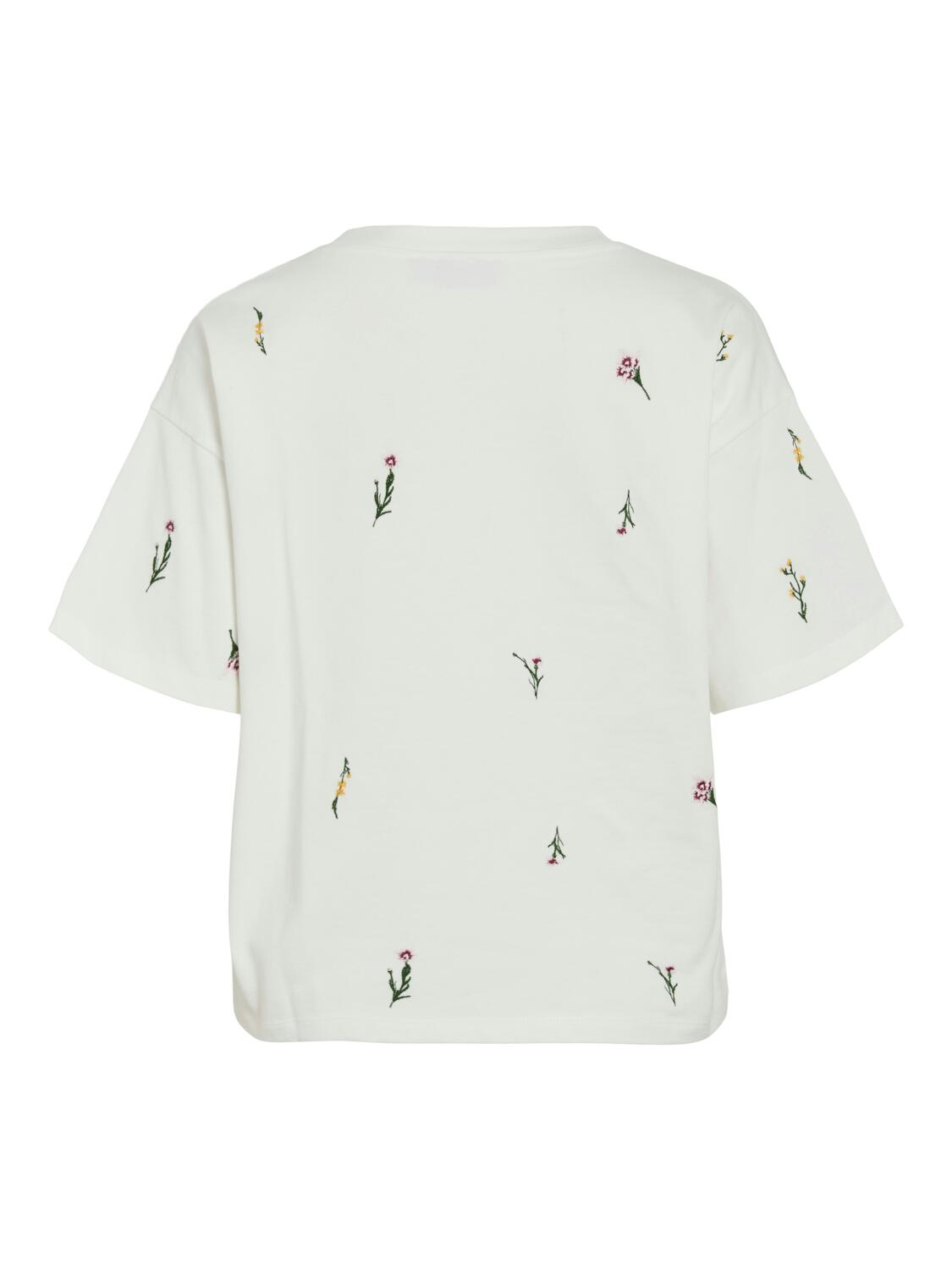 Vimonie Floral Emb t-shirt - Snow White