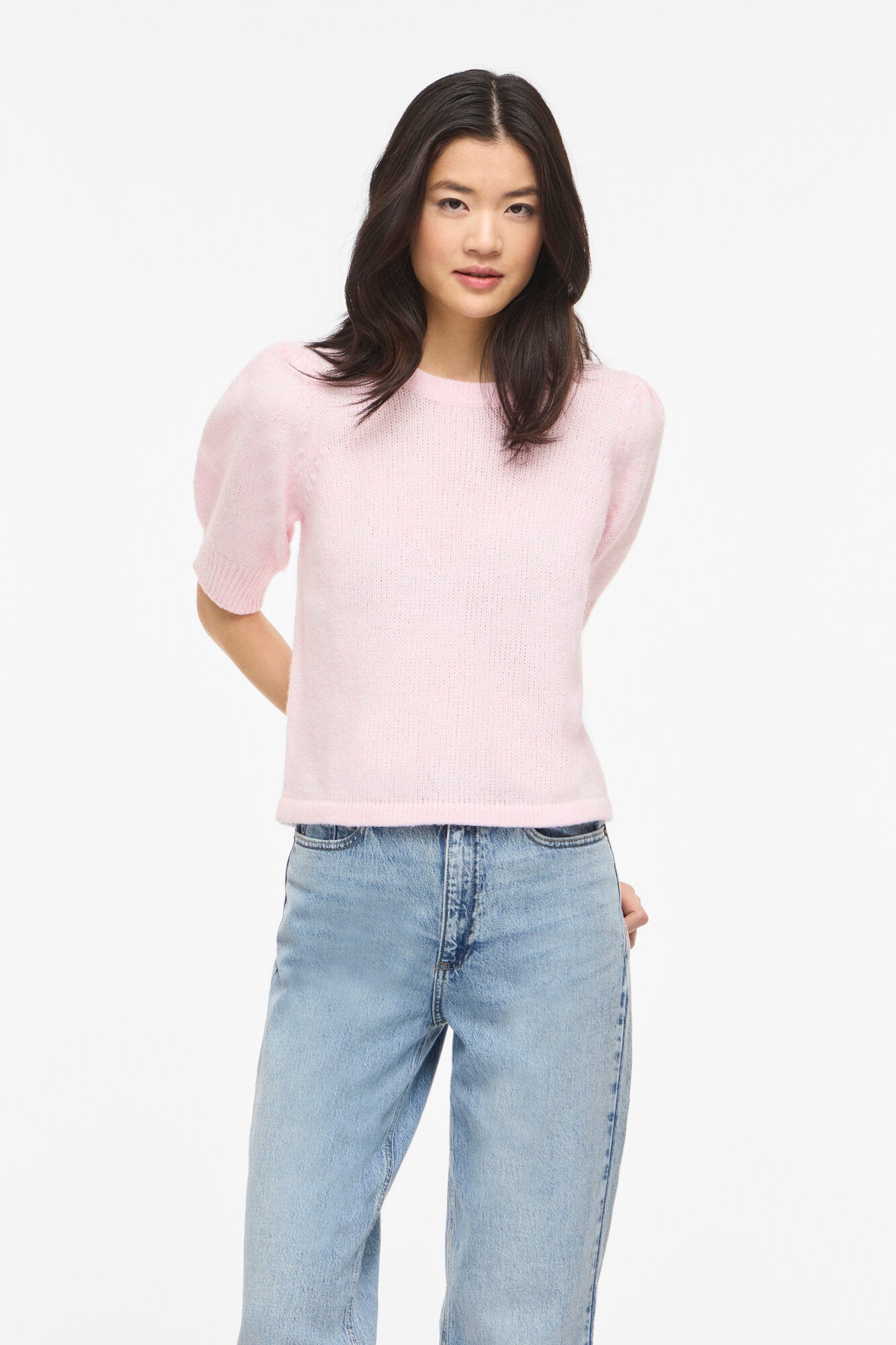 Vibibbi kortærmet striktrøje - Cherry Blossom