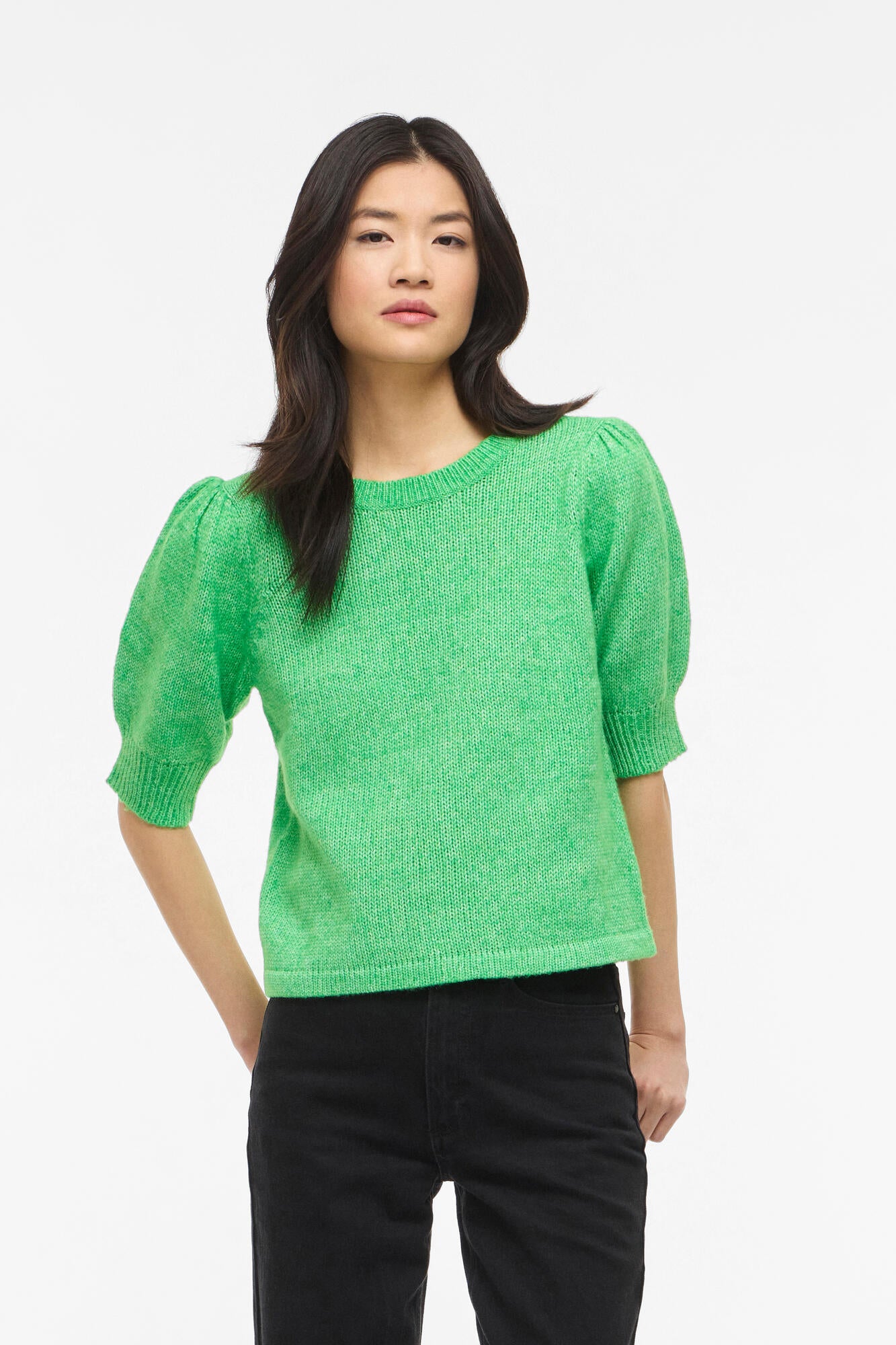 Vibibbi kortærmet striktrøje - Kelly Green