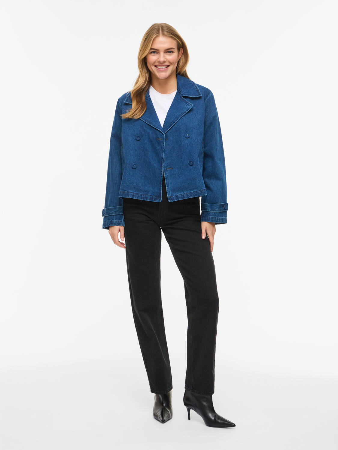 Vinata Short denimjakke - Dark Blue Denim