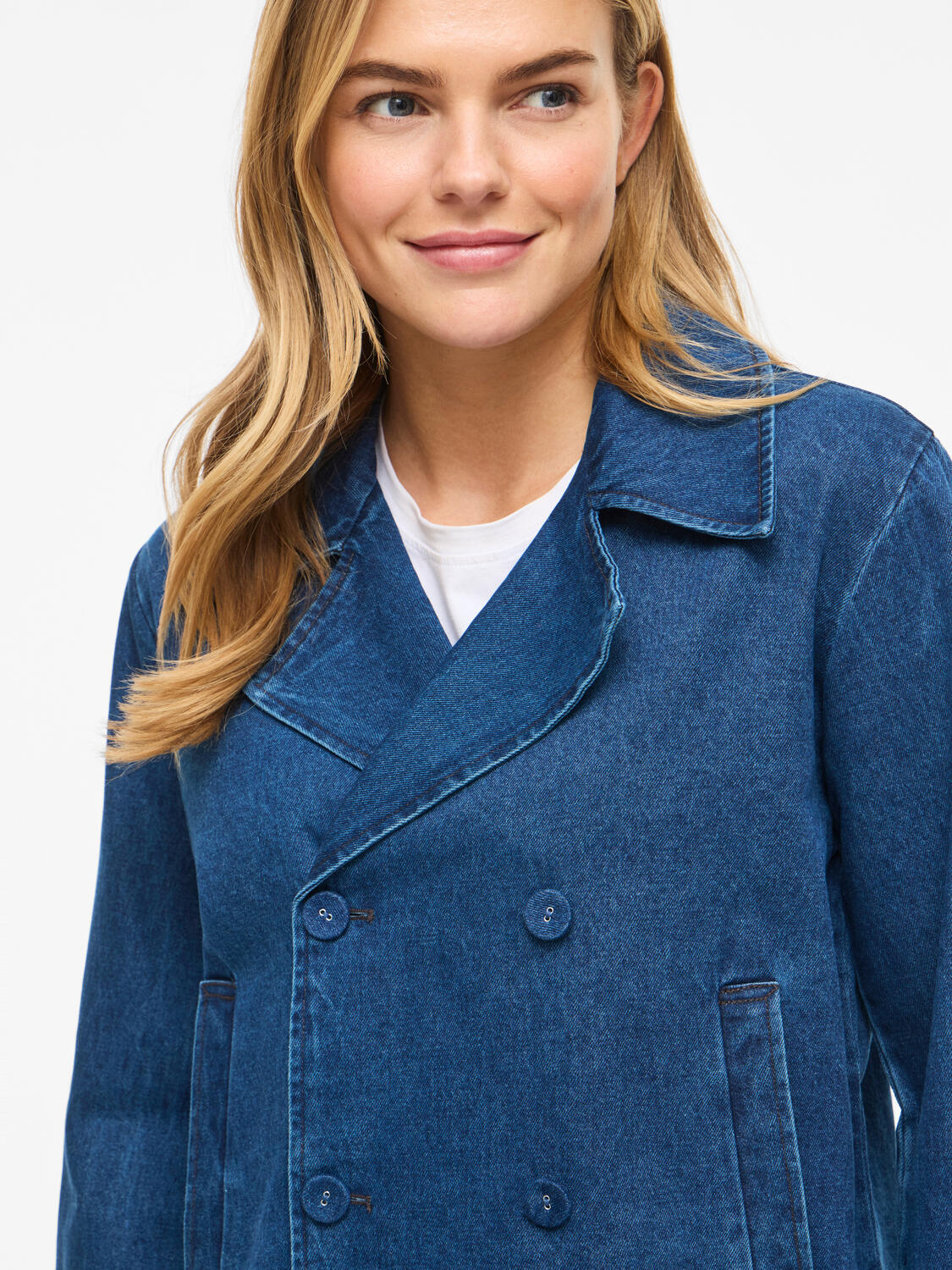 Vinata Short denimjakke - Dark Blue Denim