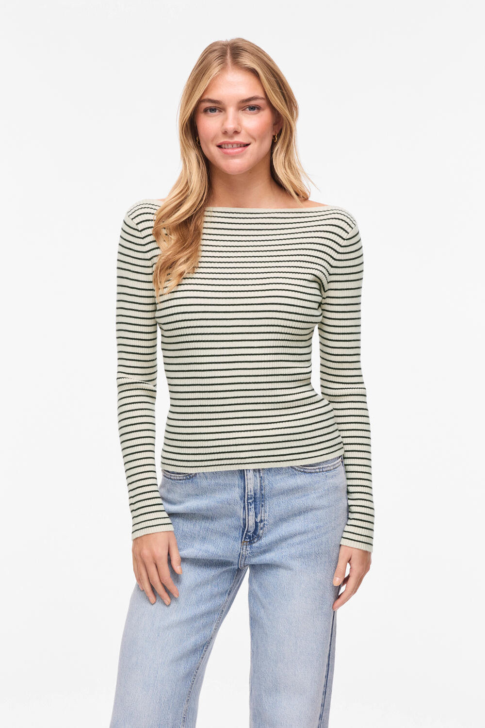 Vishila Boatneck Stripe bluse - Birch
