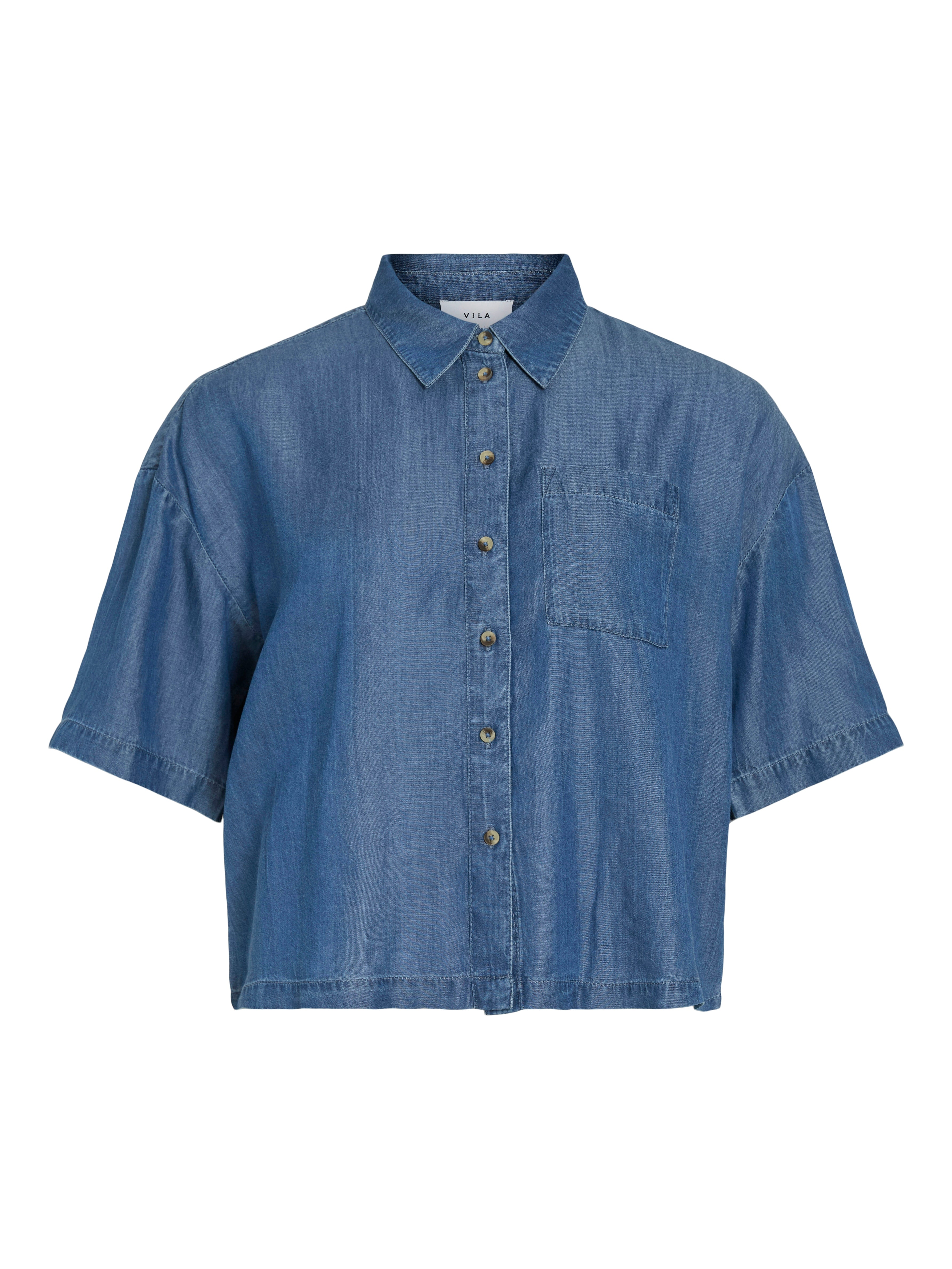 Vitevira kort skjorte - Medium Blue Denim