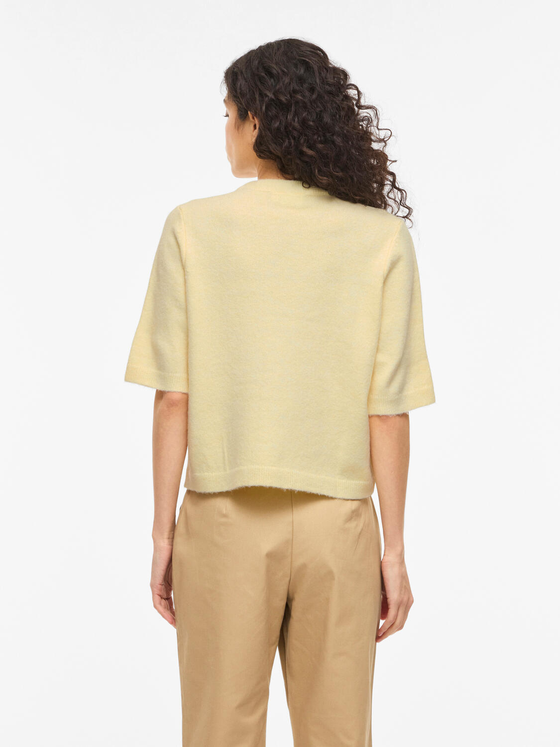 Viliga kortærmet cardigan - Pastel Yellow