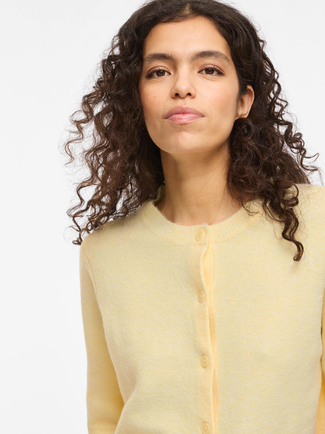 Viliga kortærmet cardigan - Pastel Yellow
