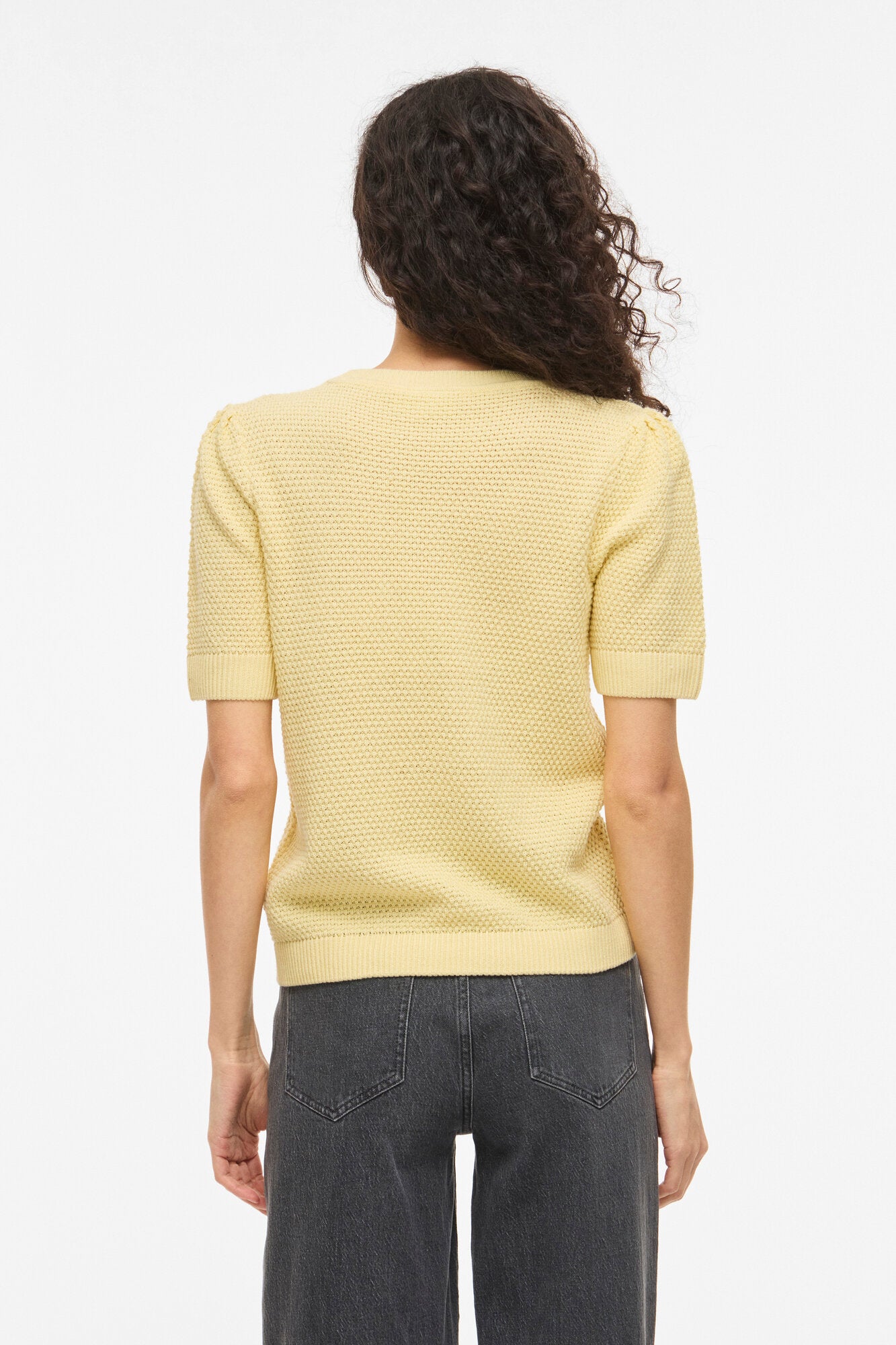 Vidalo kortærmet striktrøje - Pastel Yellow