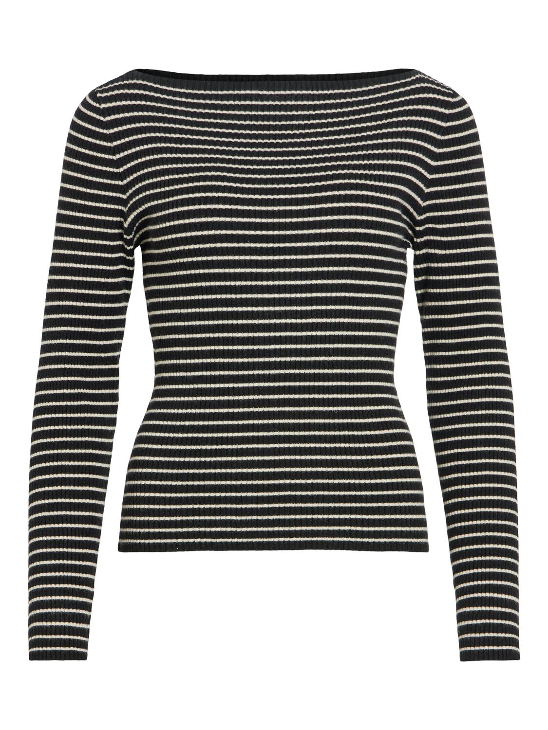 Vishila Boatneck Stripe bluse - Black Beauty