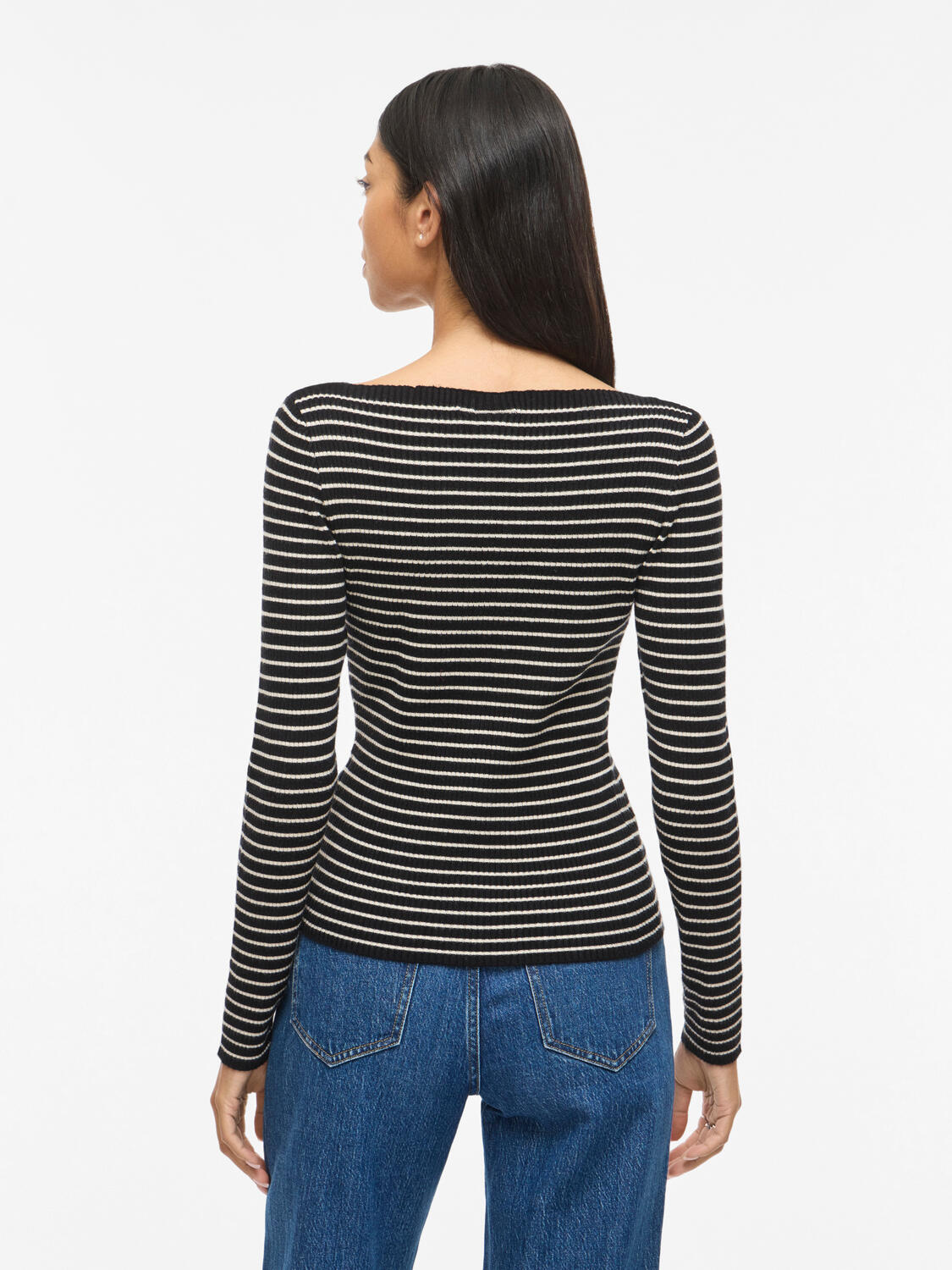 Vishila Boatneck Stripe bluse - Black Beauty