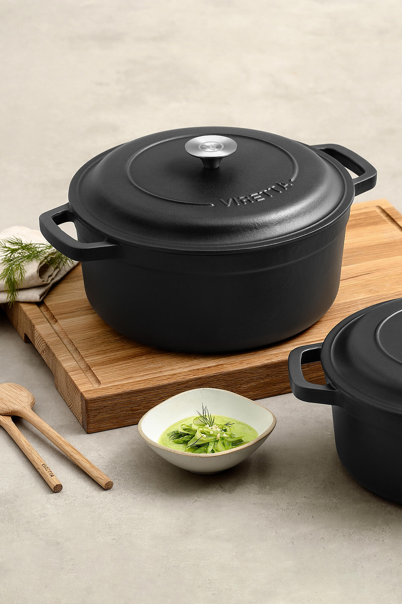 Emaljeret støbejernsgryde, Ø26 cm - Skifersort