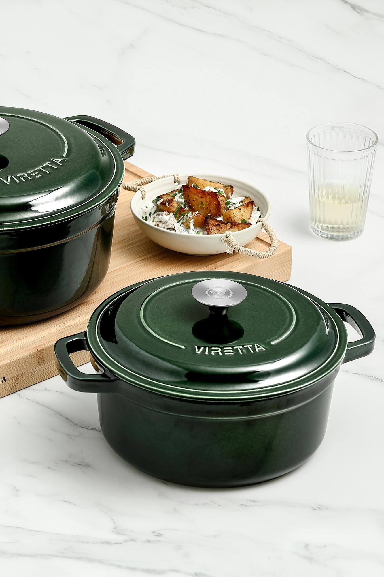 Emaljeret støbejernsgryde, Ø20 cm - Mosgrøn