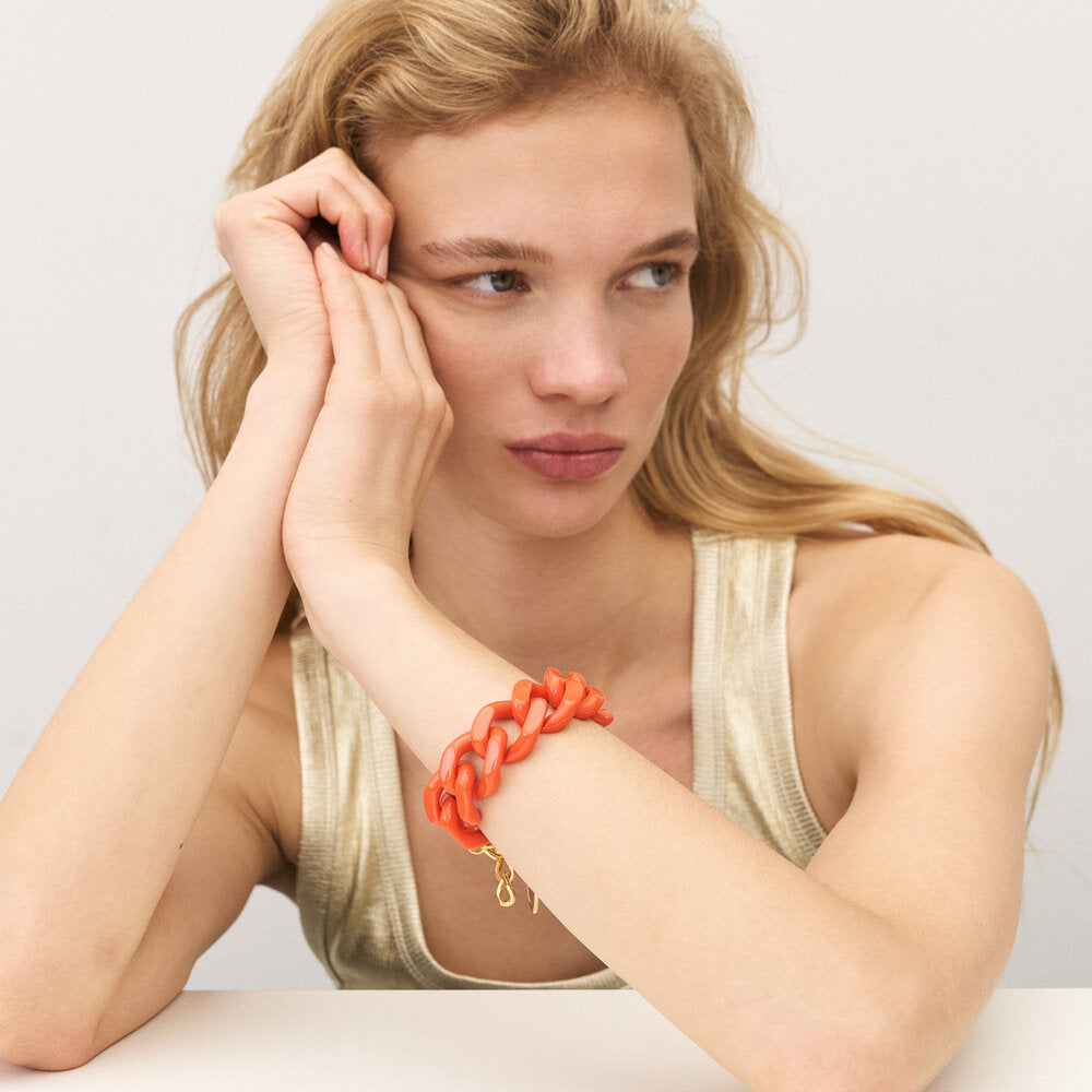 Flat Chain armbånd - orange