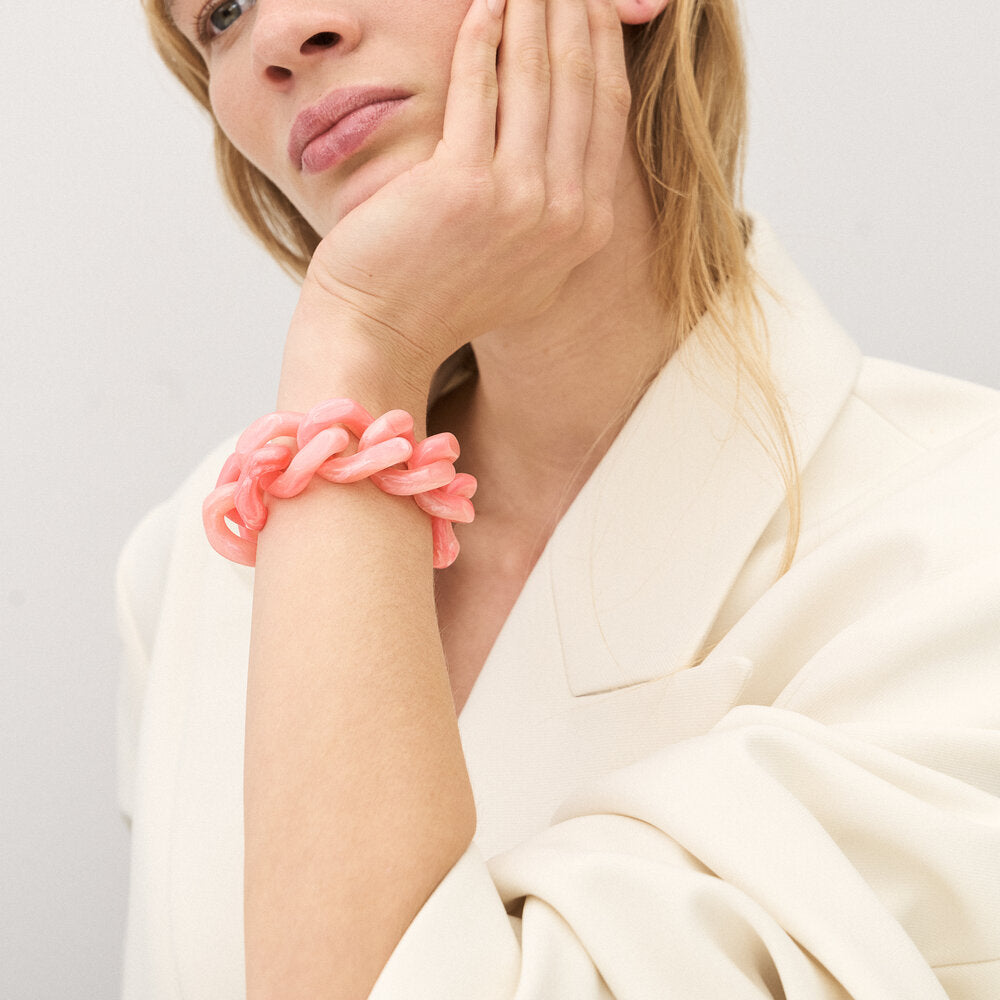 Flat Chain armbånd - peach marble