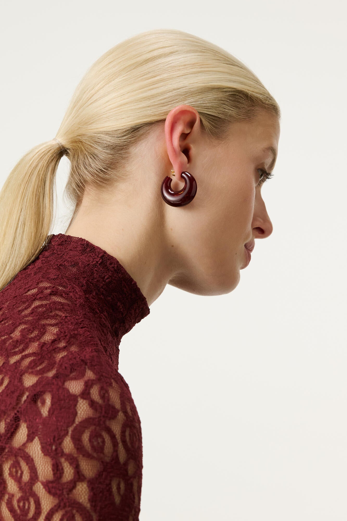 Moon øreringe - Bordeaux Marble