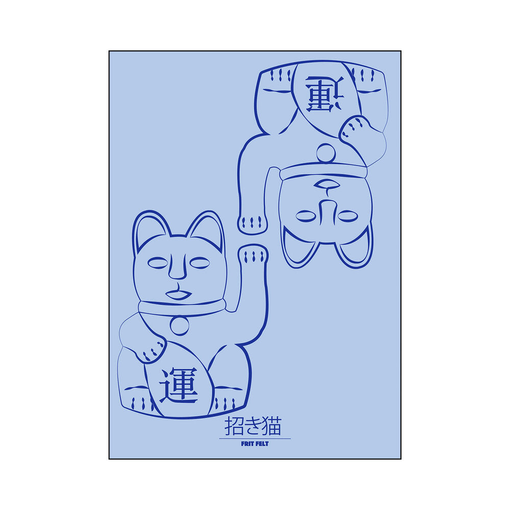 Vinkekat plakat, blå - 50x70 cm.