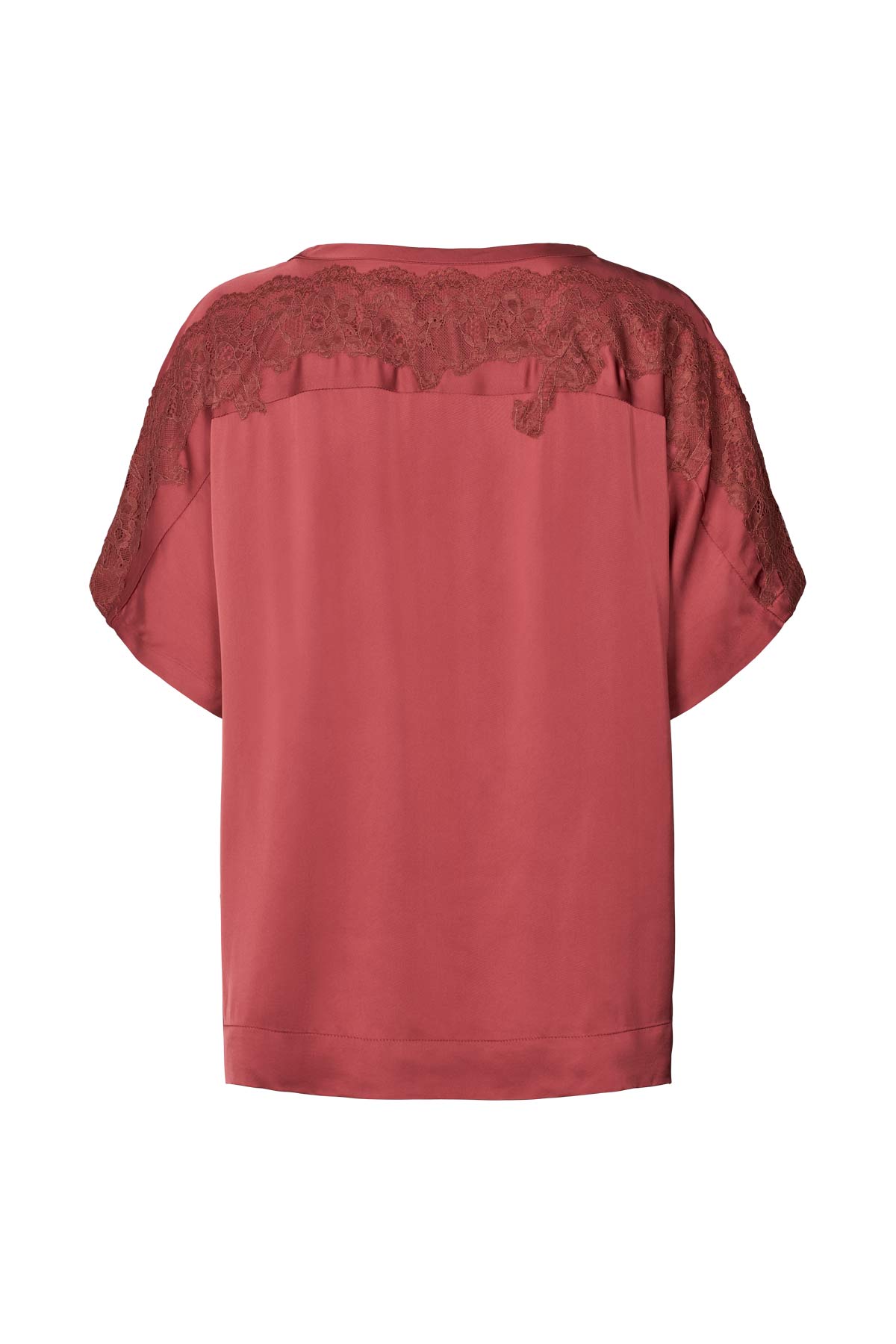 Serena Solid lacey blouse - Burgundy