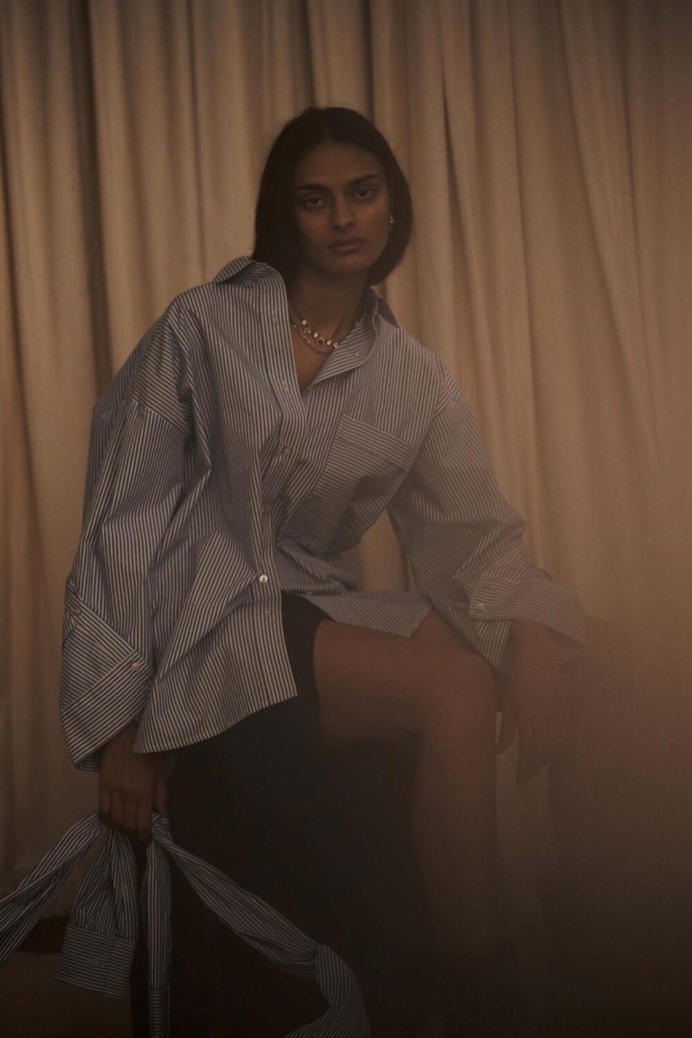 Bobbies Quilt Stripe skjorte - blå/hvid