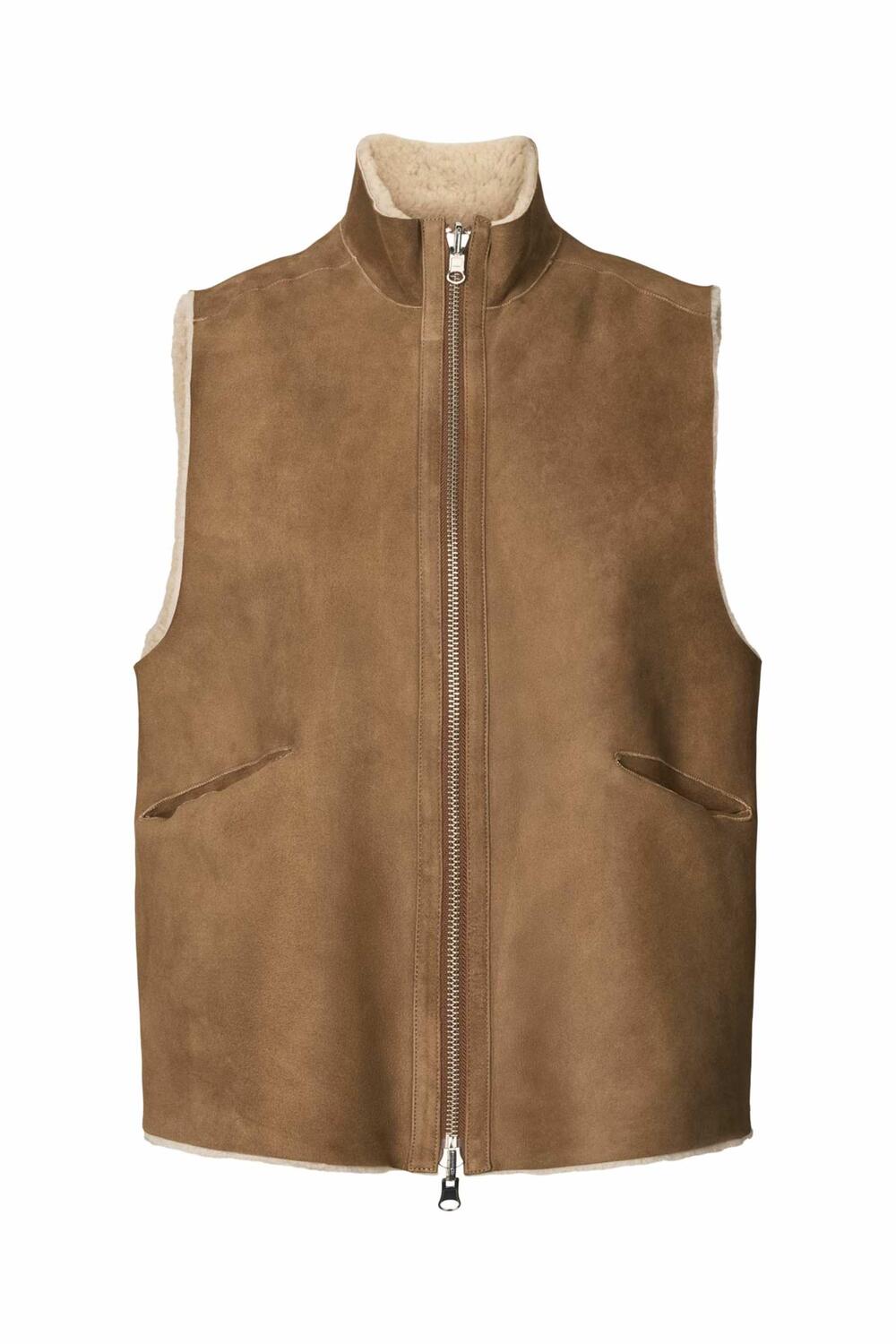Channe Shearling vest - mørkebrun