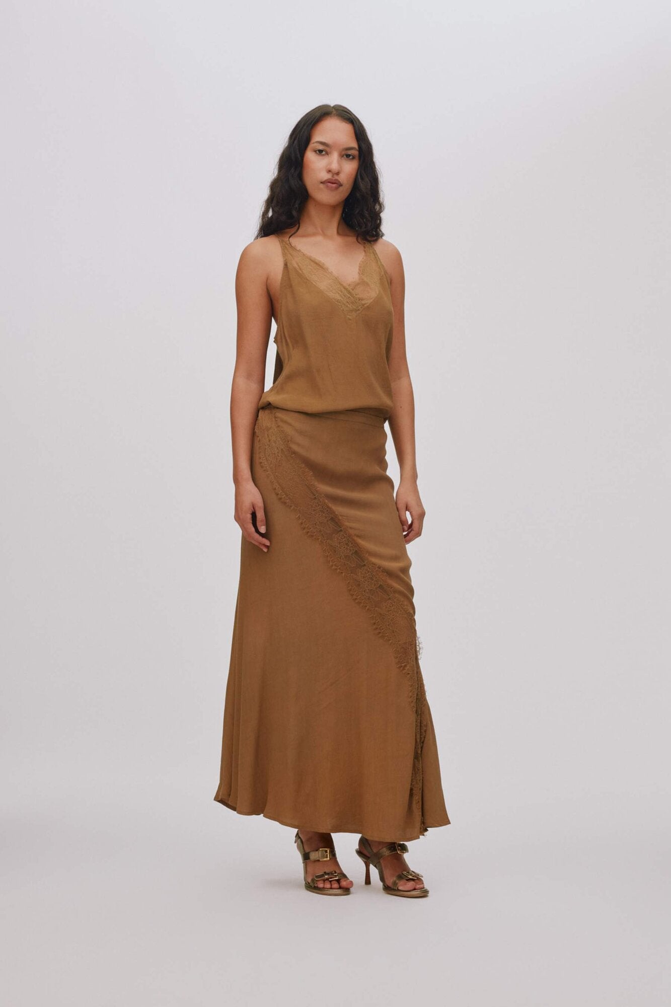 Leia Sheer blondenederdel - Faded Black