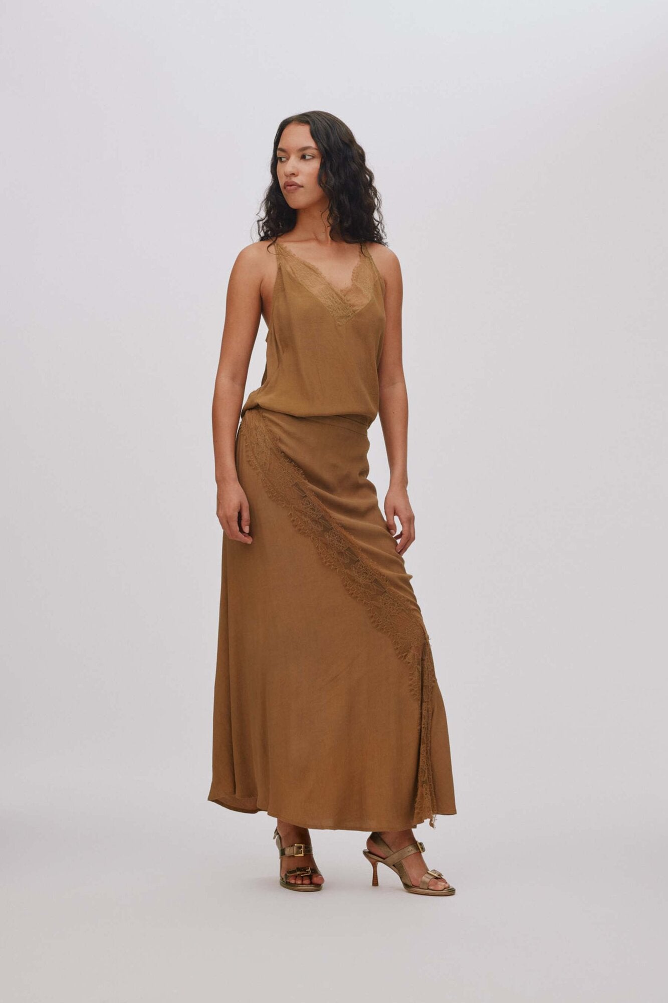 Leia Sheer blondenederdel - Faded Black