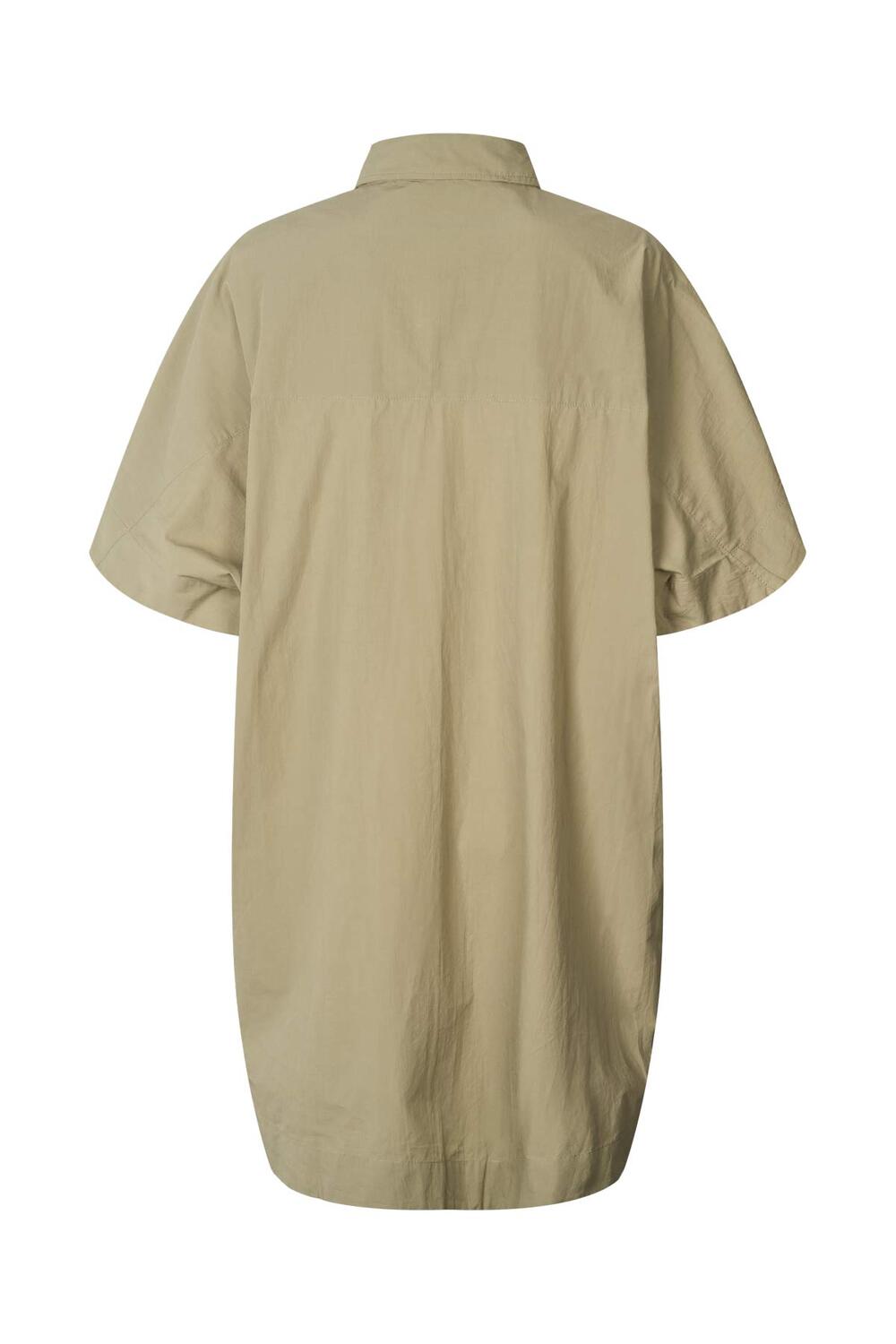 Berta Poplin Curved Hem skjortekjole - Vertiver
