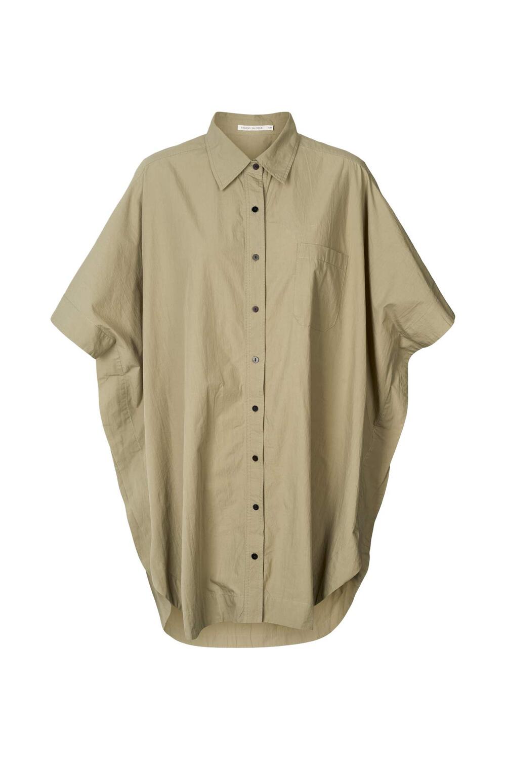 Berta Poplin Curved Hem skjortekjole - Vertiver