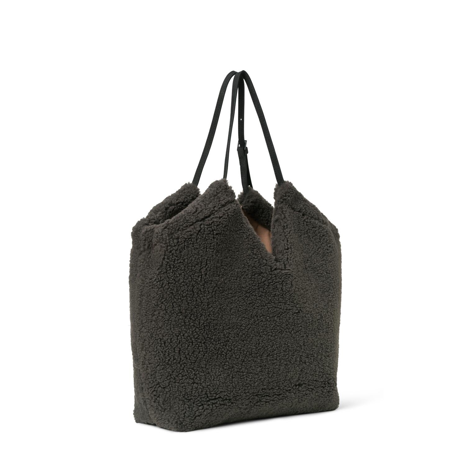 Teddy Bouclé skuldertaske – Obsidian