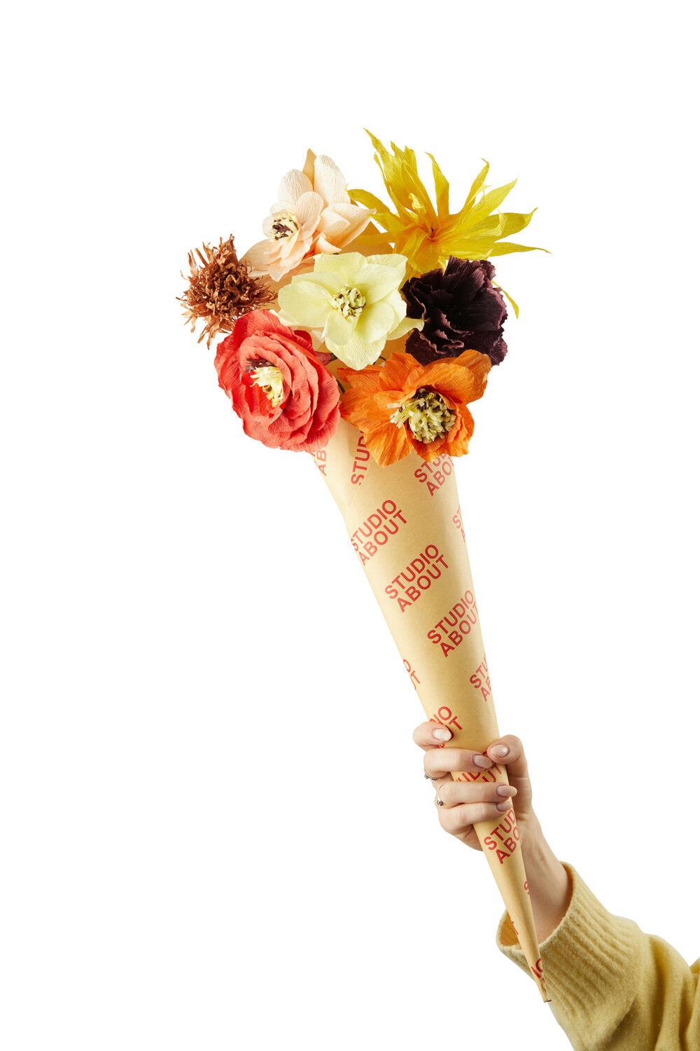 Papir blomsterbuket, 7 stk - Good Luck