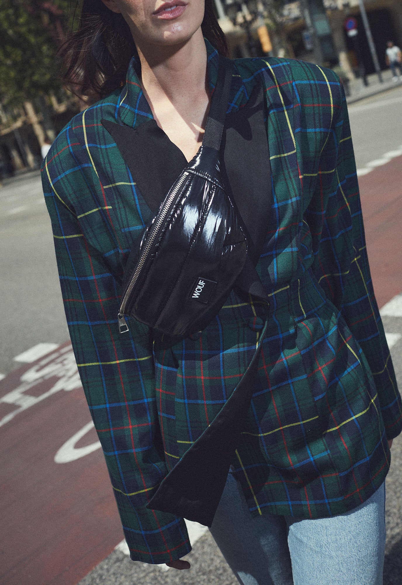 Black Glossy bæltetaske - sort