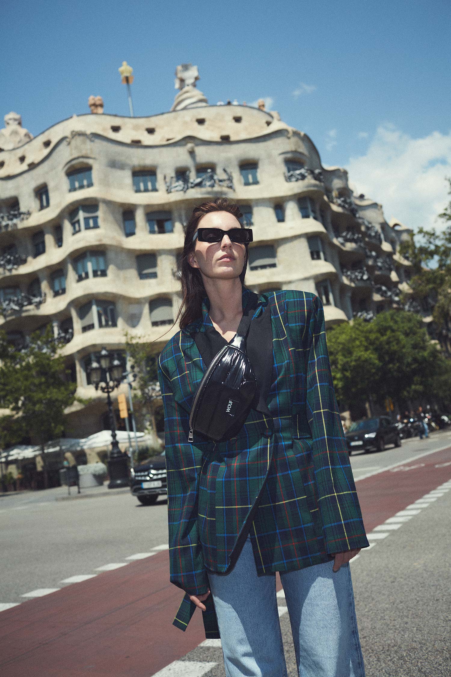 Black Glossy bæltetaske - sort