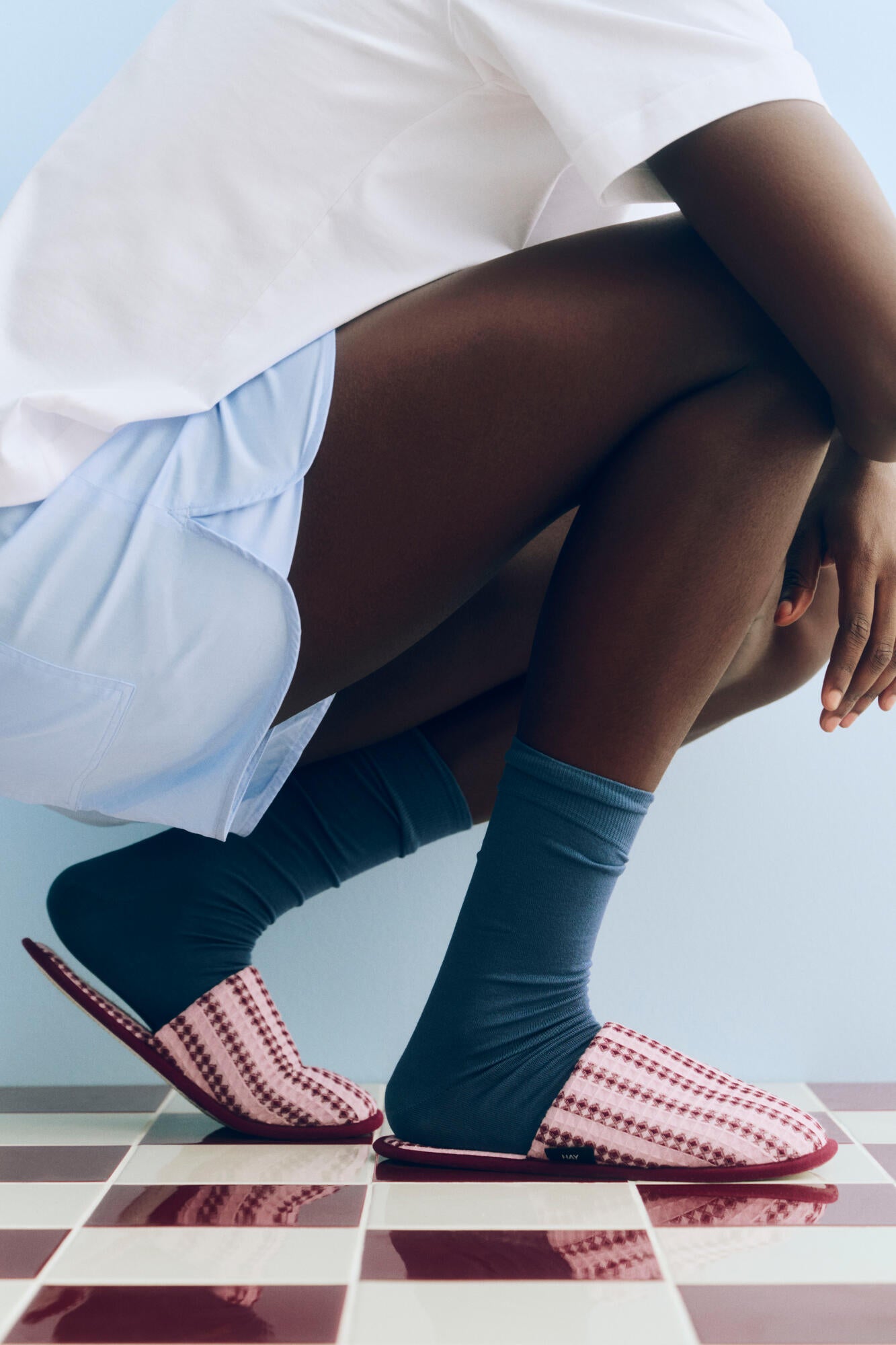 Waffle slippers - Stripe Cool pink