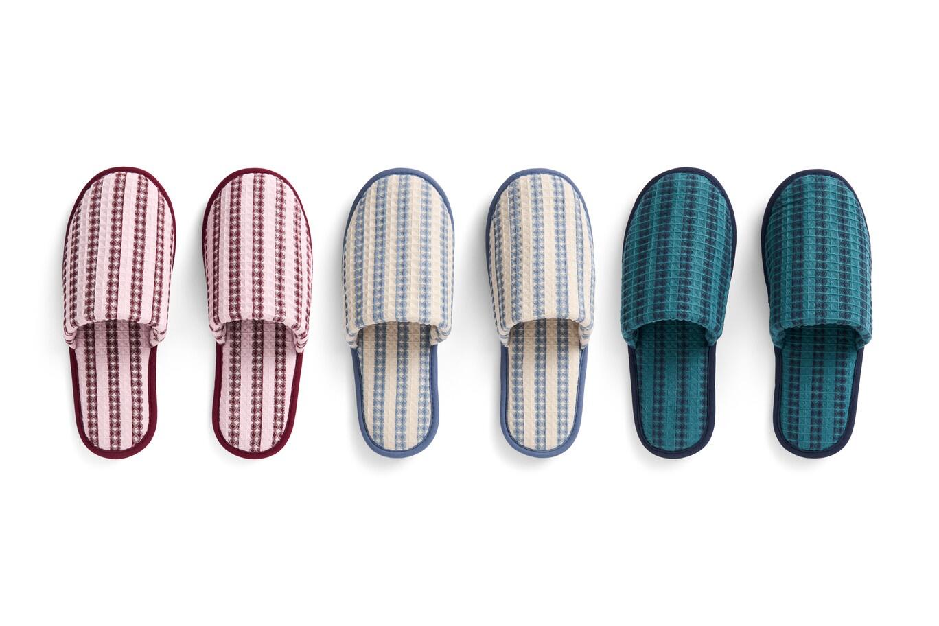 Waffle slippers - Stripe Petrol blue